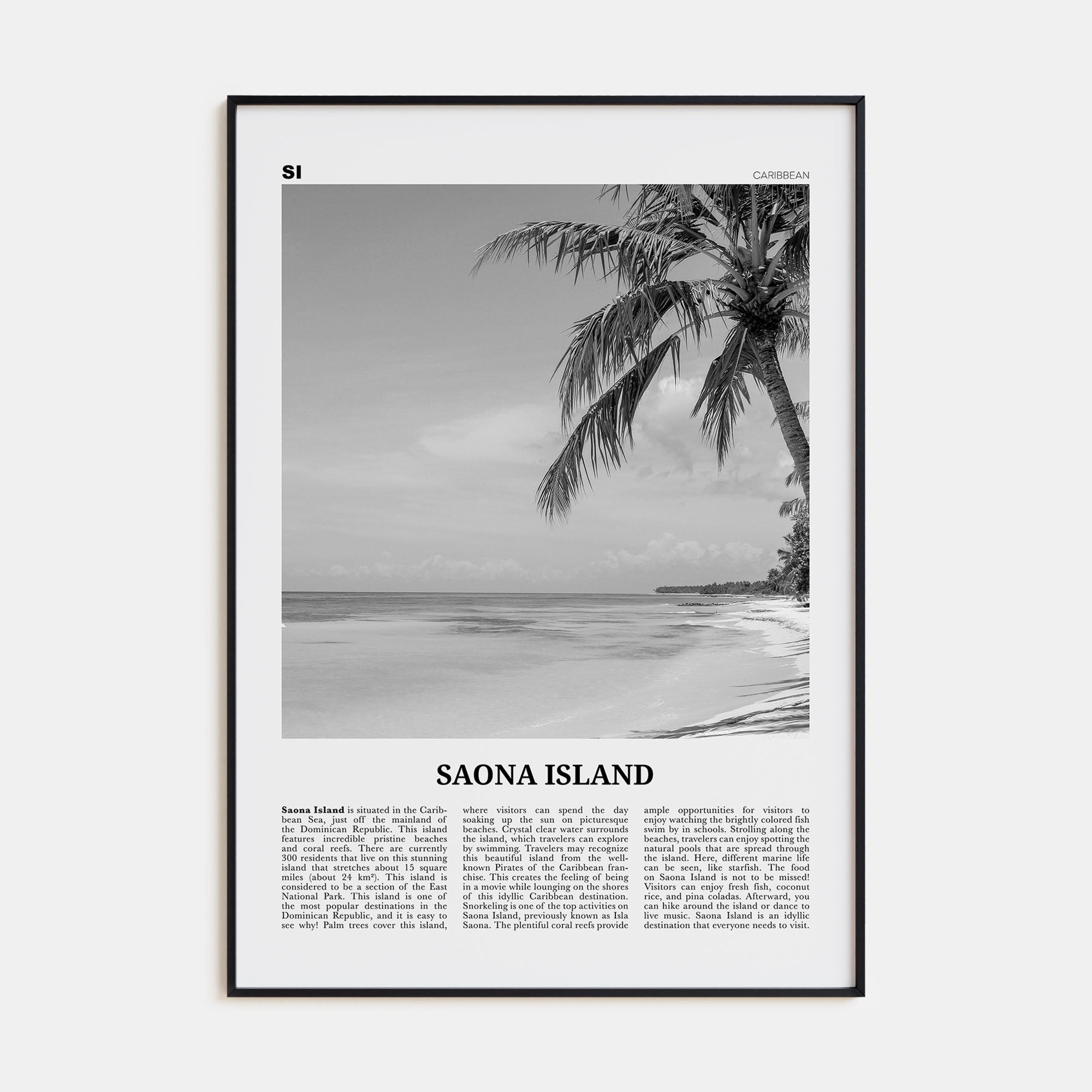 Saona Island Travel B&W Poster