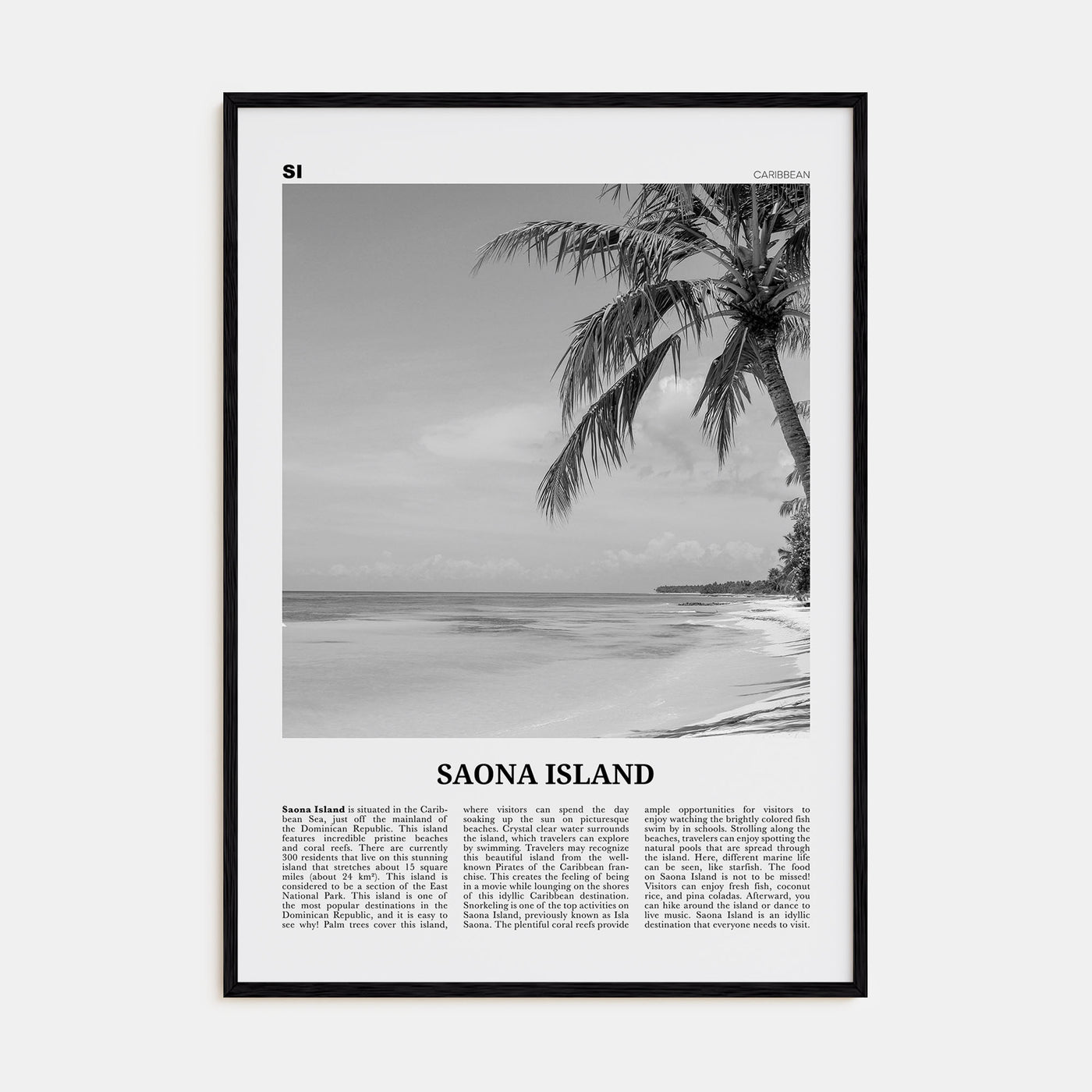 Saona Island Travel B&W Poster