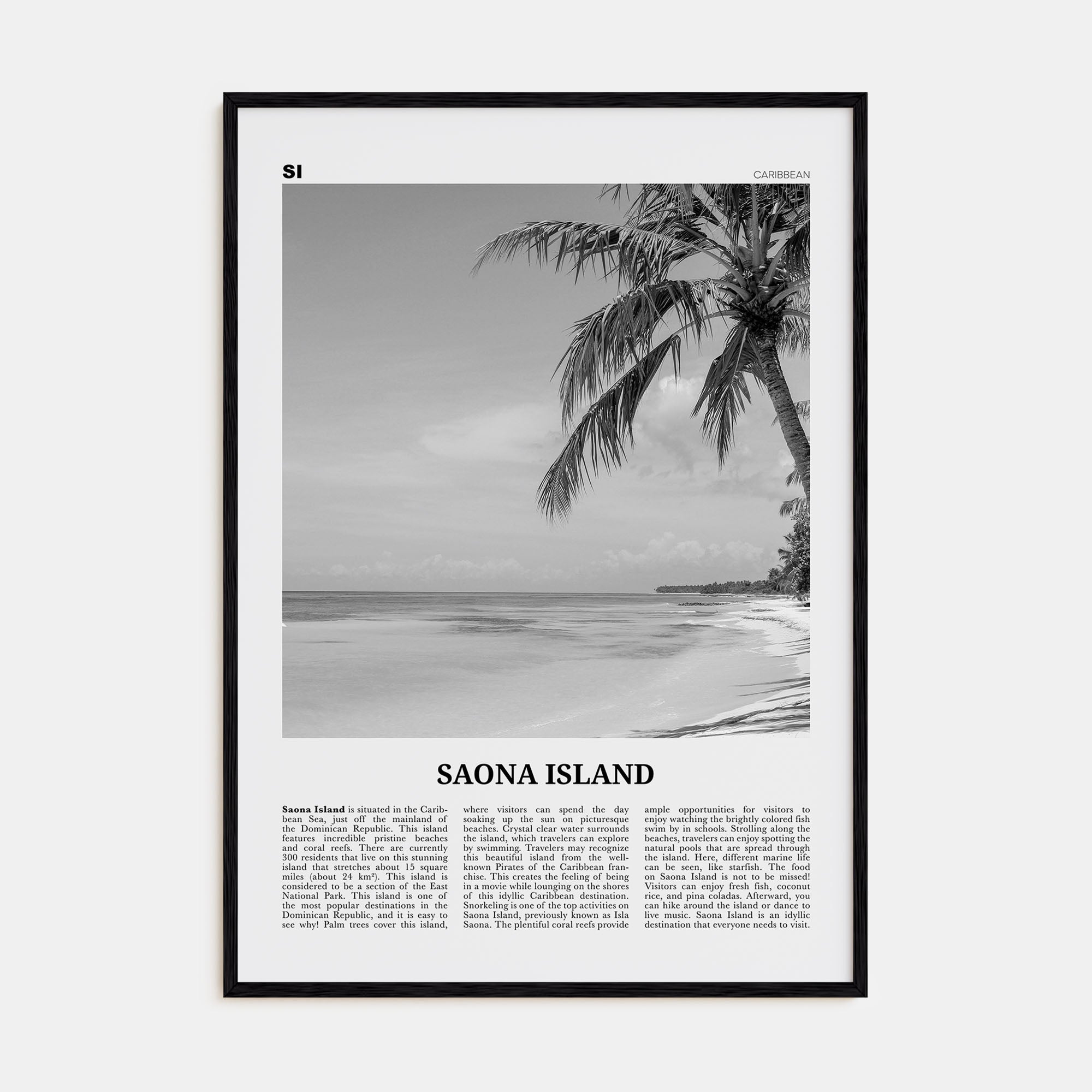 Saona Island Travel B&W Poster