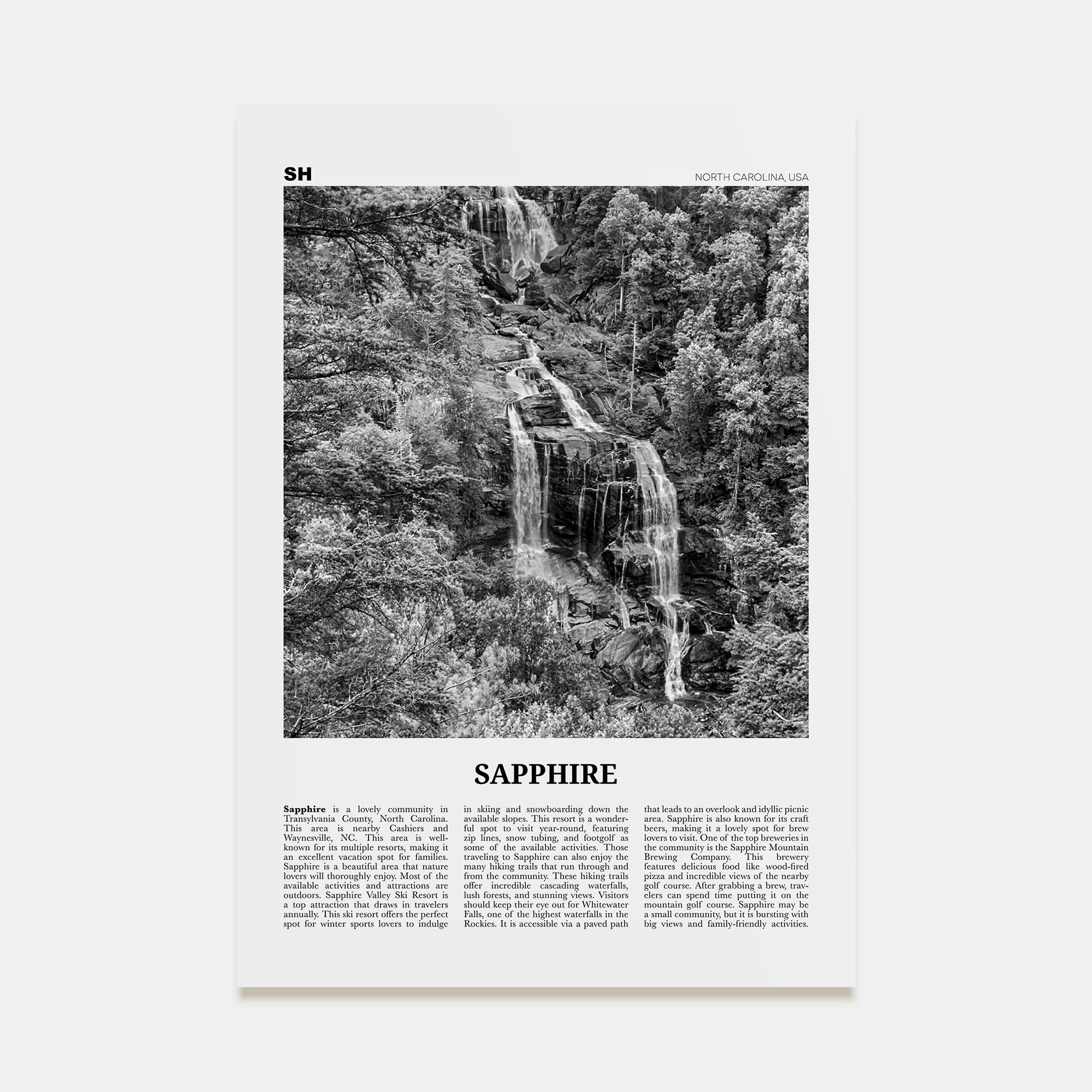 Sapphire Travel B&W Poster