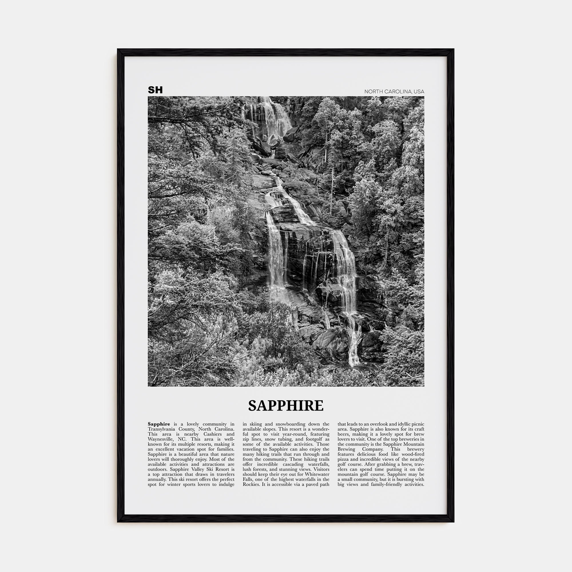 Sapphire Travel B&W Poster