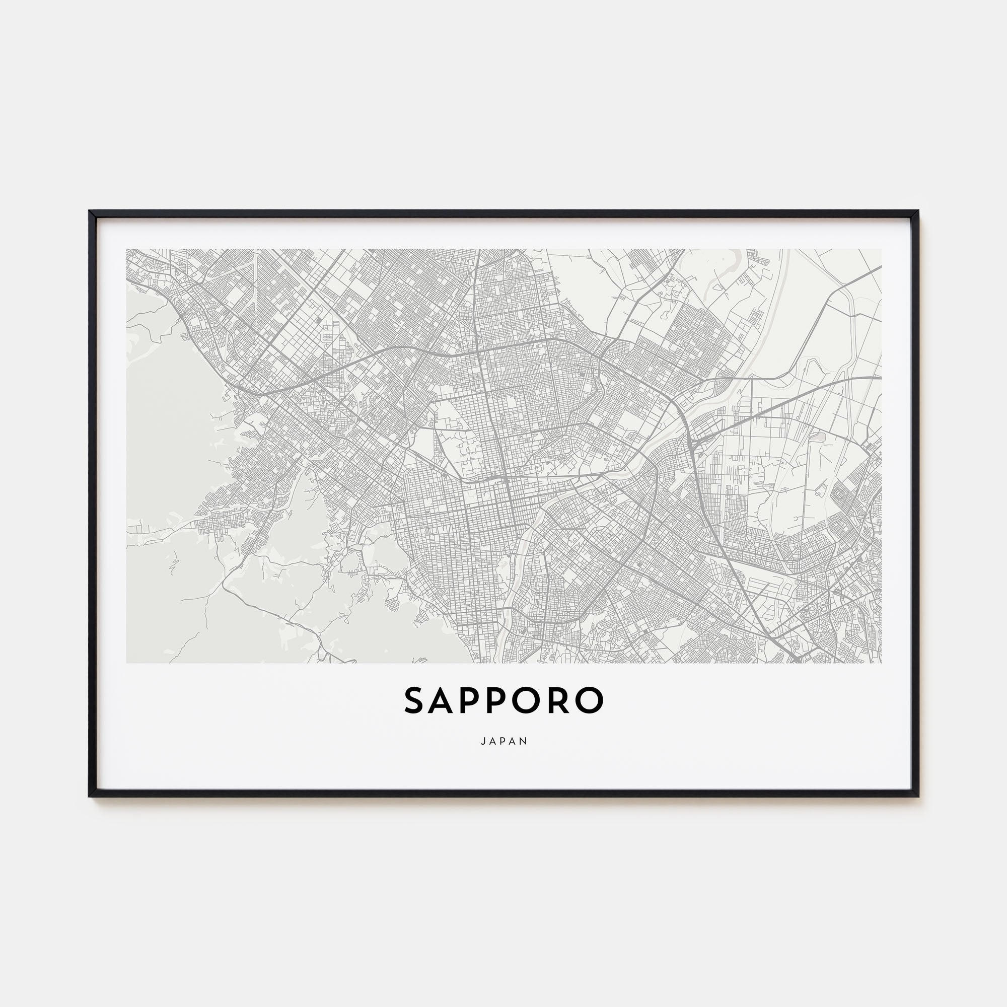 Sapporo Map Landscape Poster