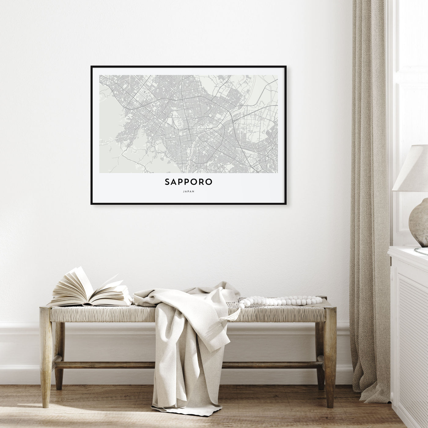 Sapporo Map Landscape Poster