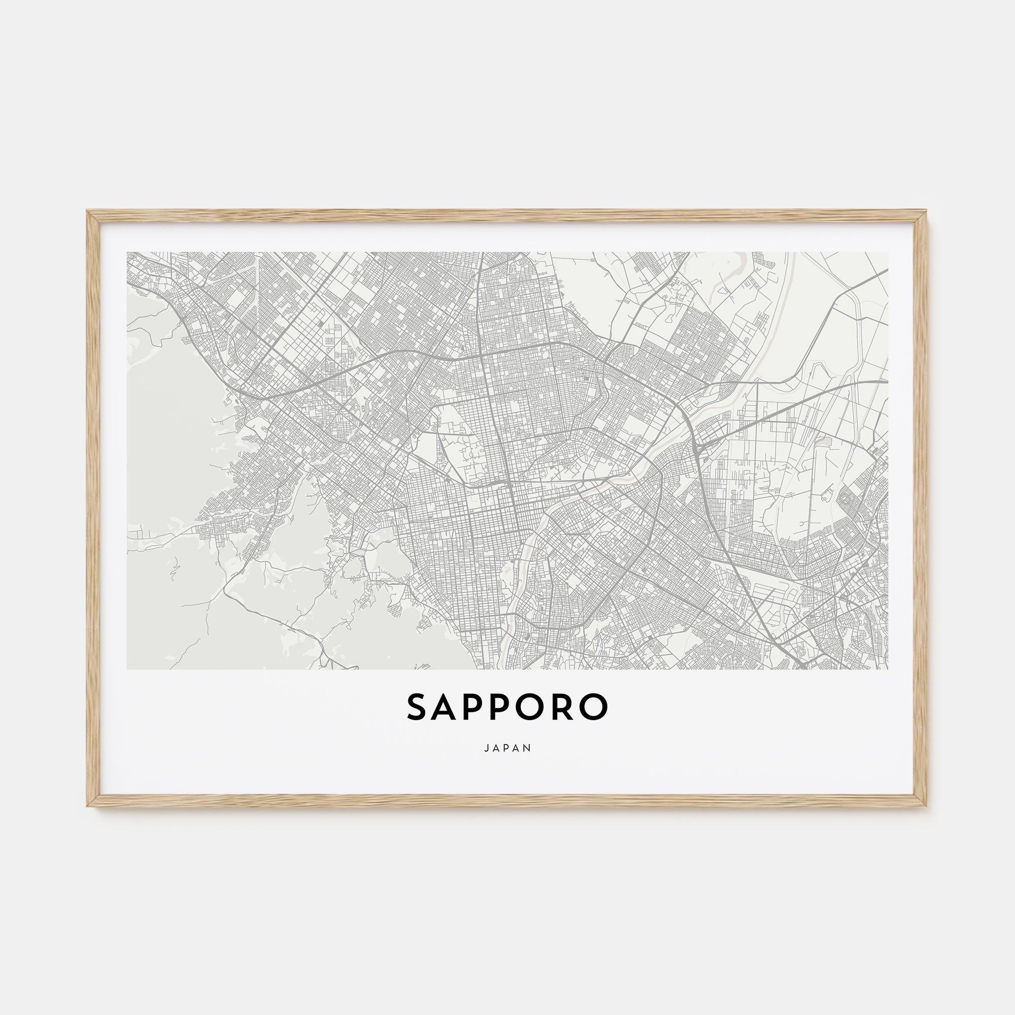 Sapporo Map Landscape Poster