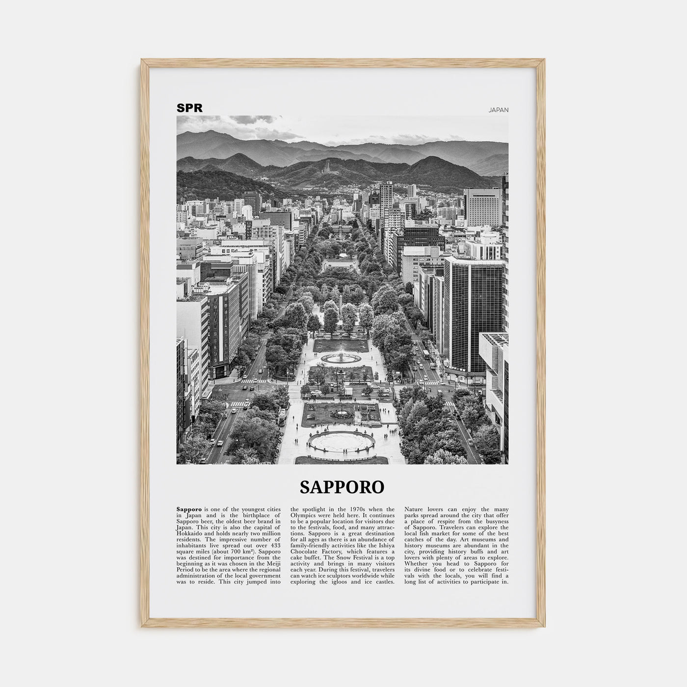 Sapporo Travel B&W Poster