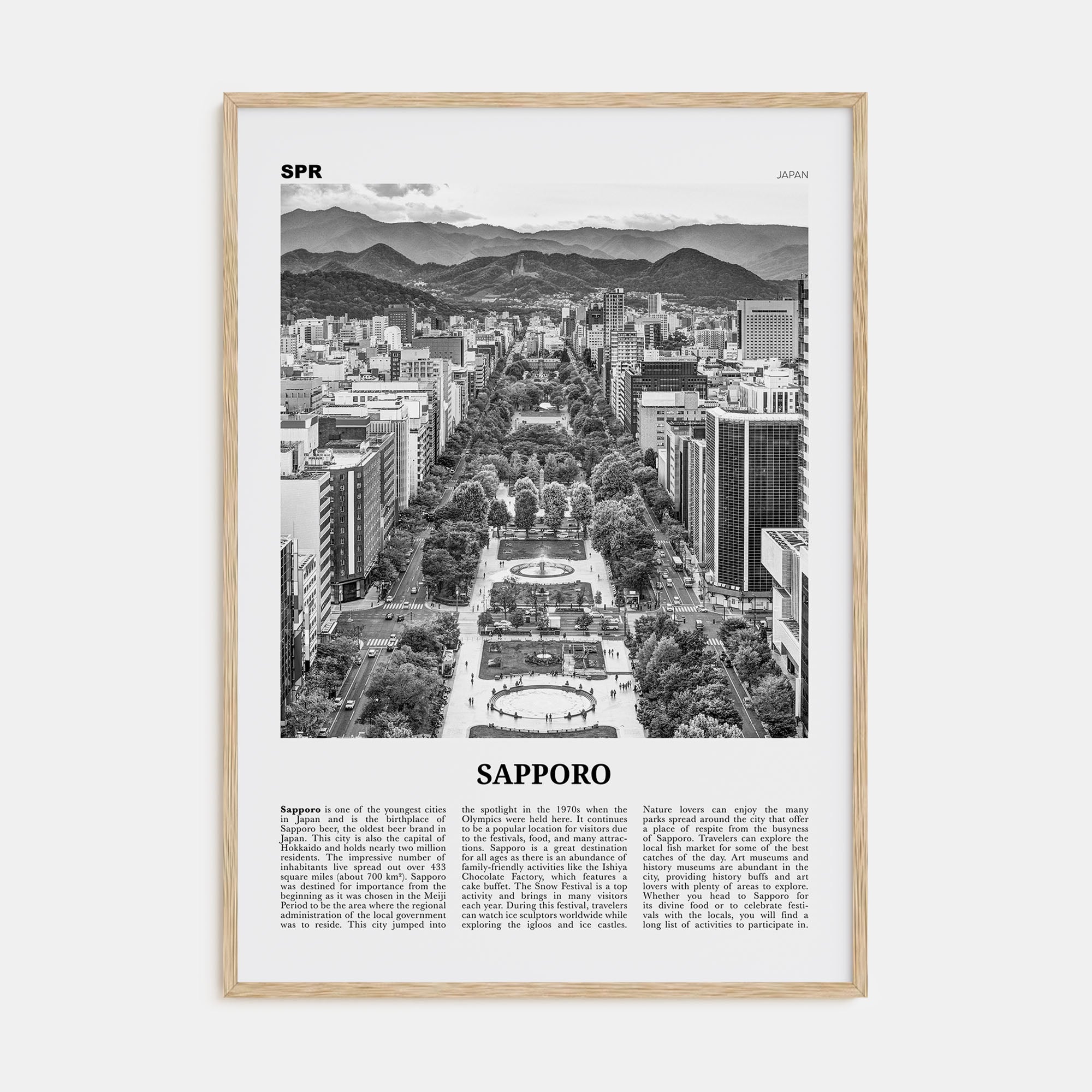 Sapporo Travel B&W Poster