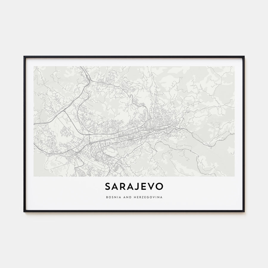 Sarajevo Map Landscape Poster