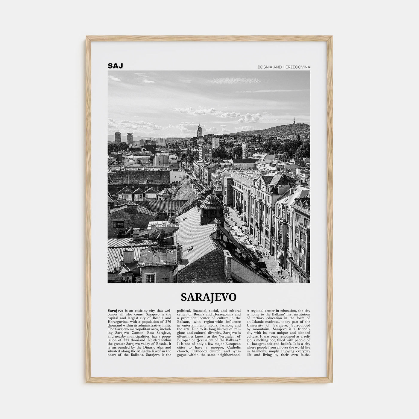 Sarajevo Travel B&W Poster