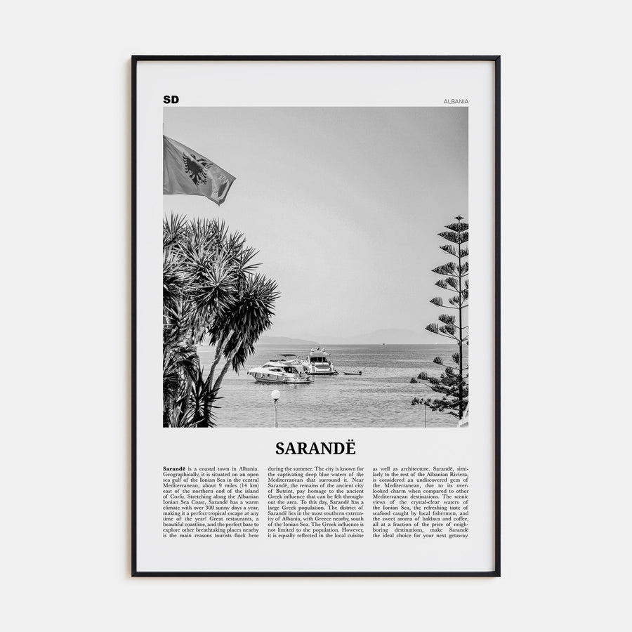 Sarandë Travel B&W Poster