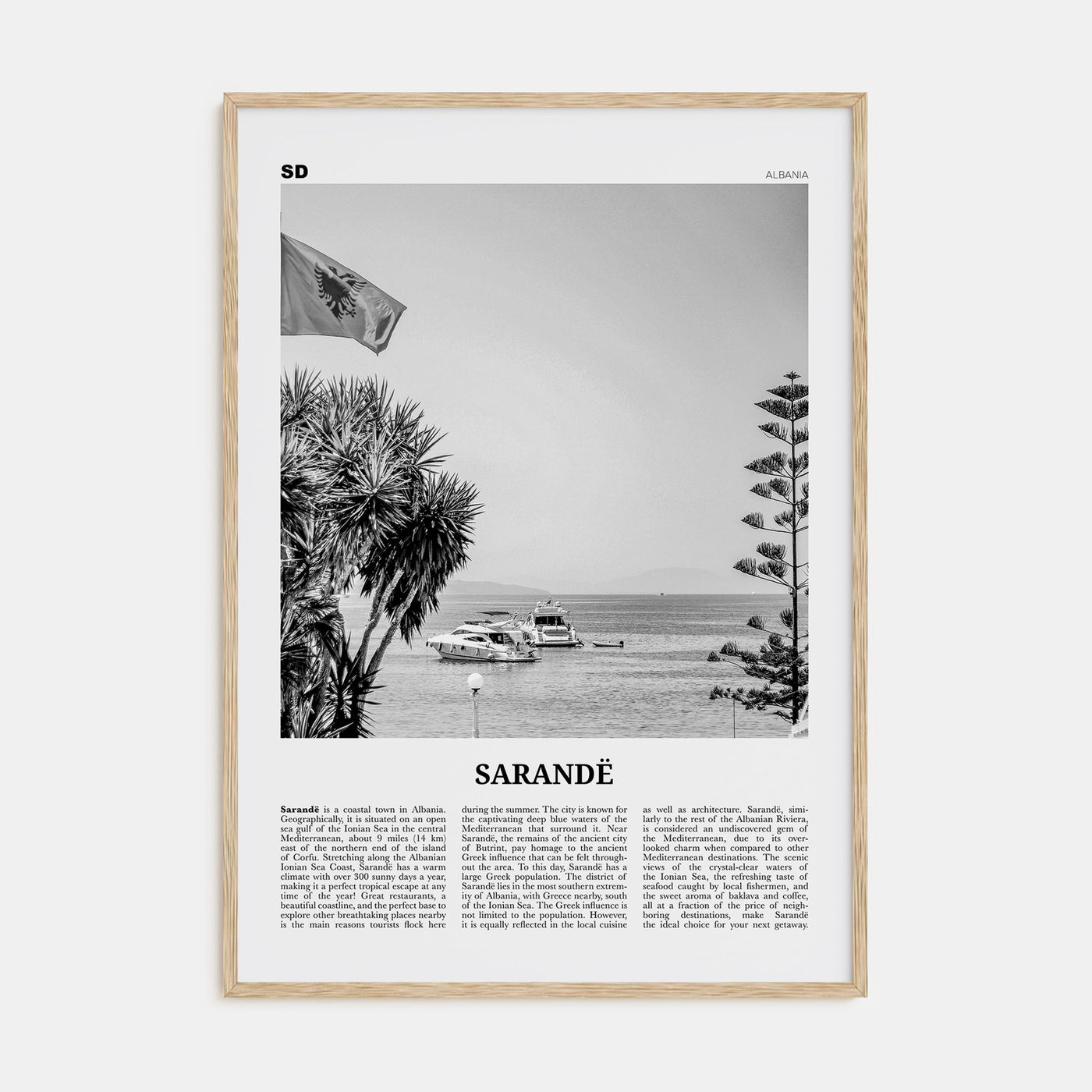 Sarandë Travel B&W Poster