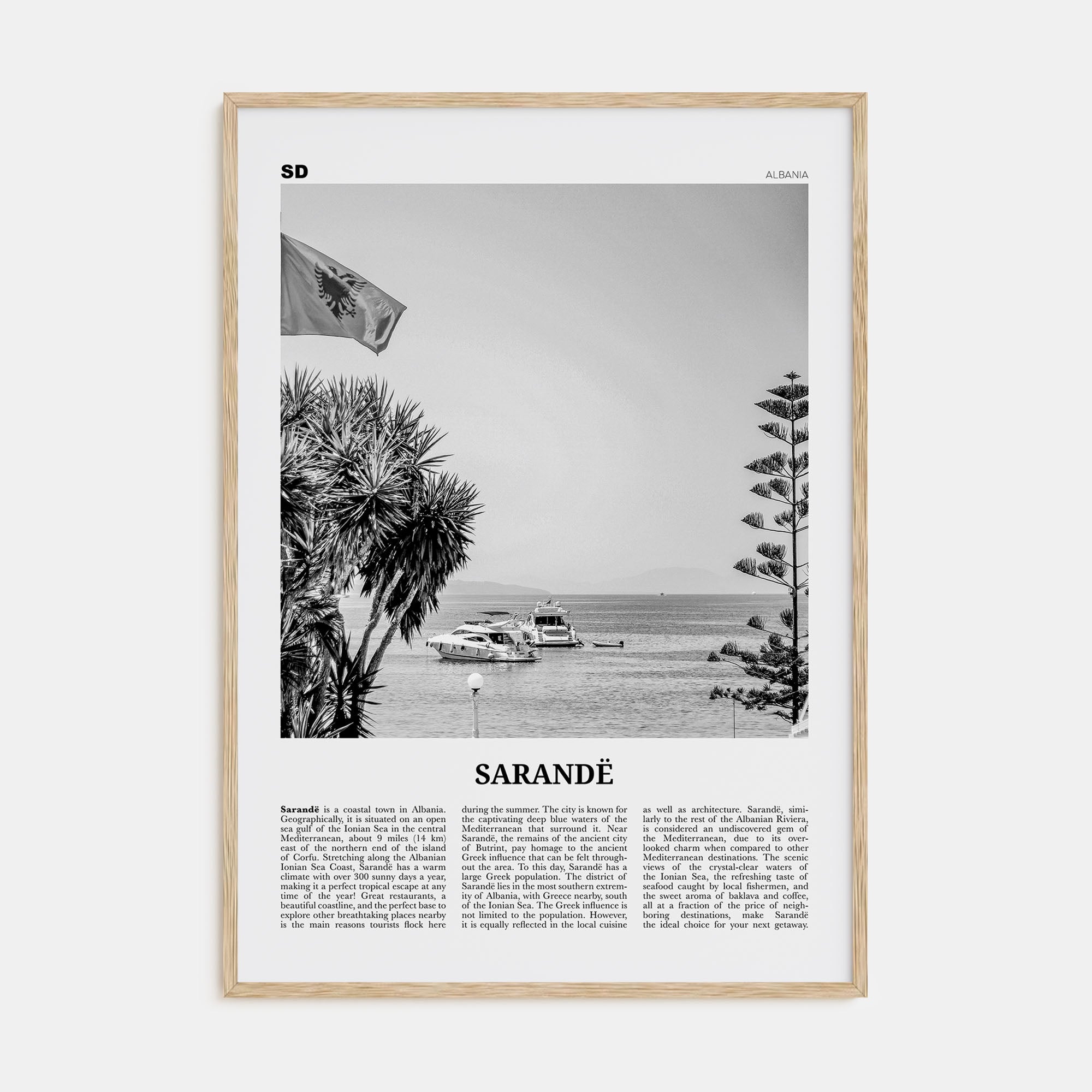 Sarandë Travel B&W Poster