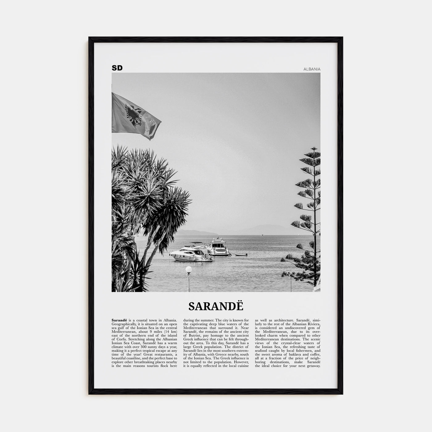 Sarandë Travel B&W Poster