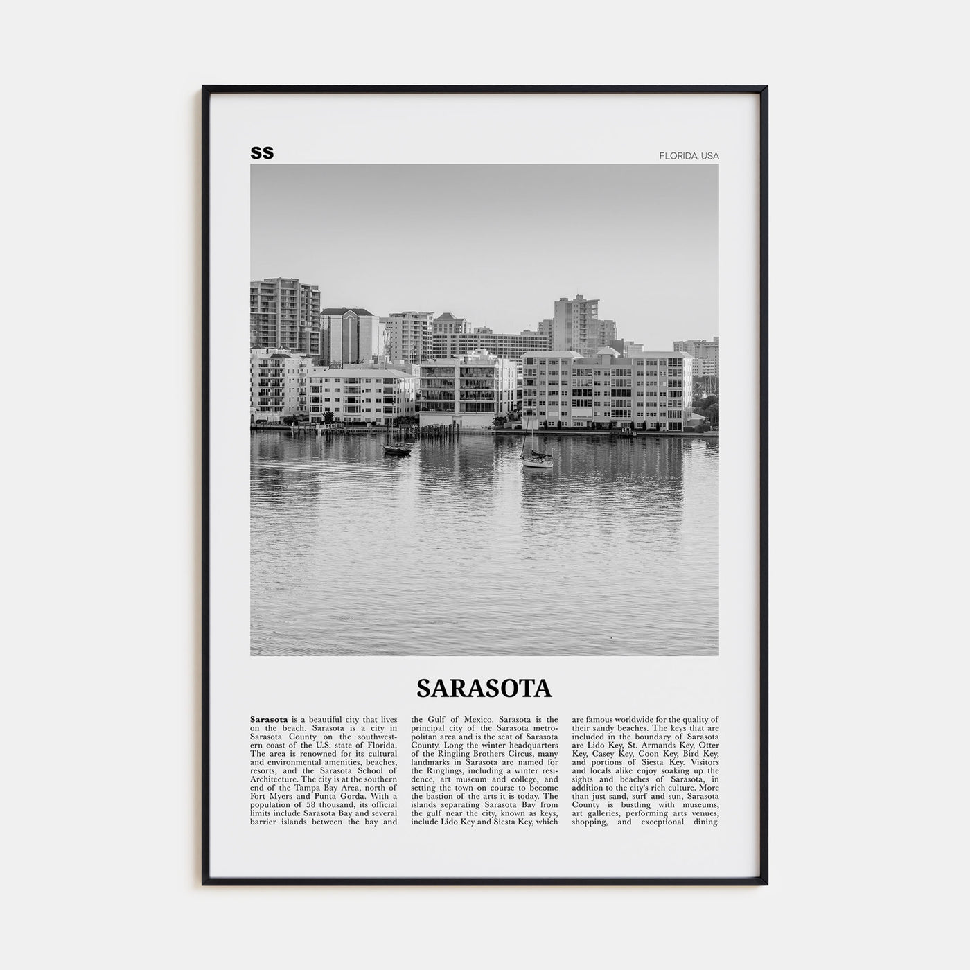 Sarasota Travel B&W No 2 Poster