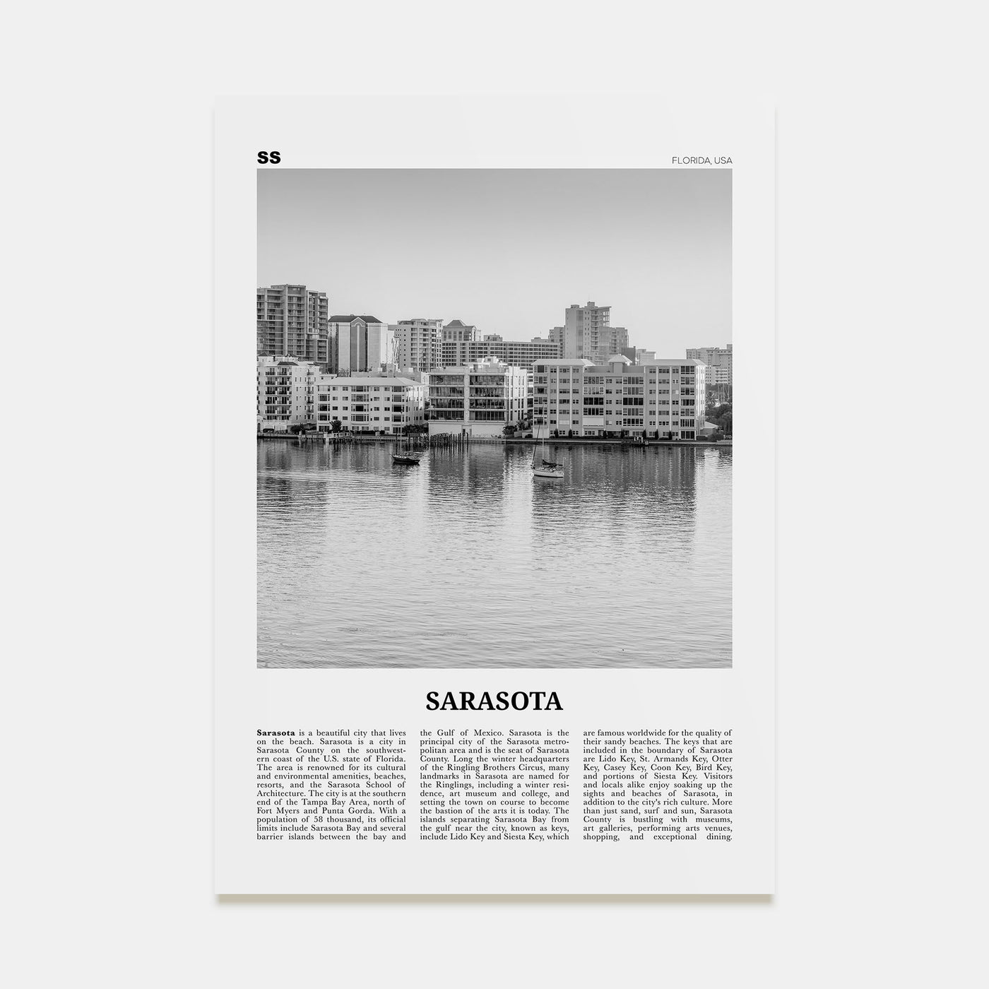 Sarasota Travel B&W No 2 Poster