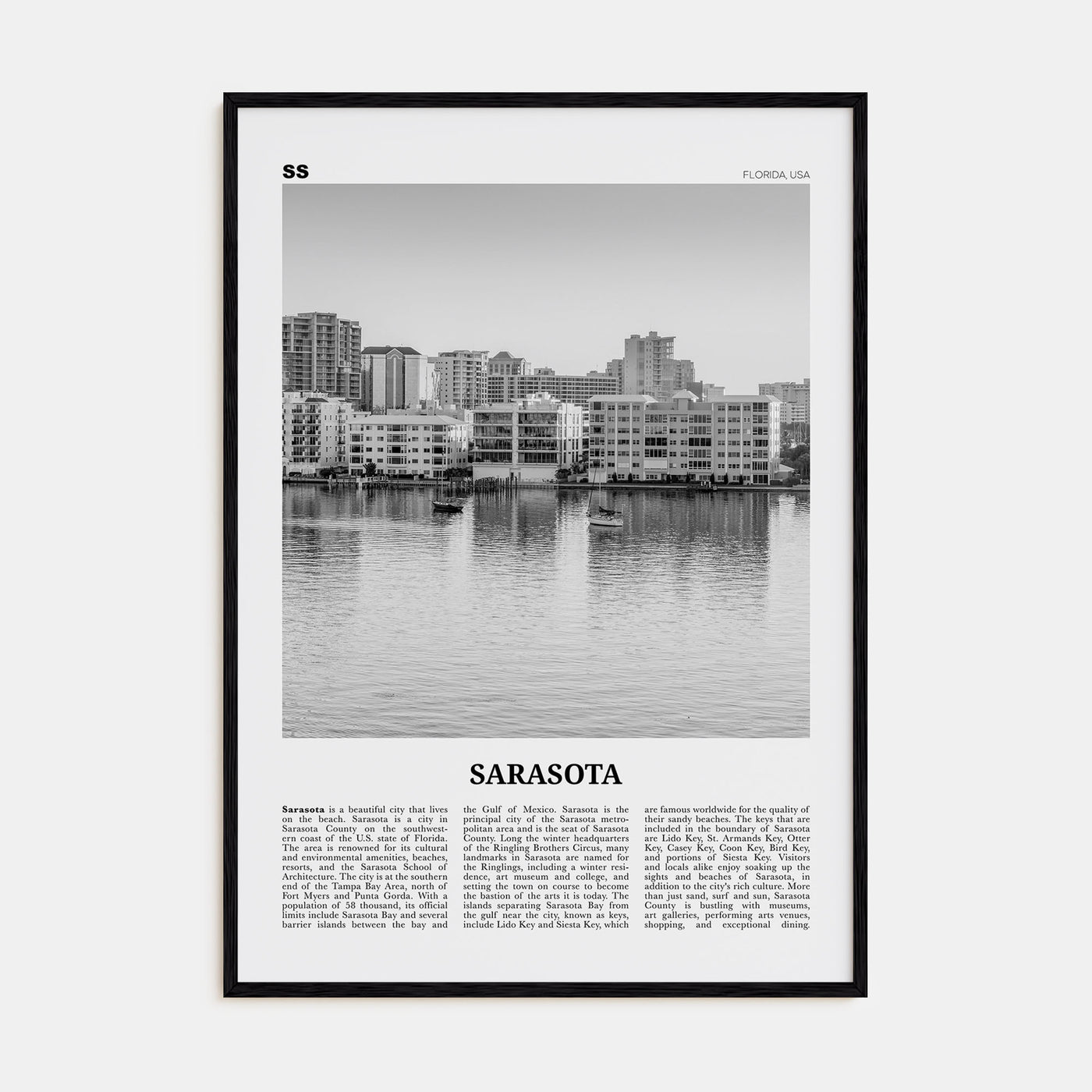 Sarasota Travel B&W No 2 Poster
