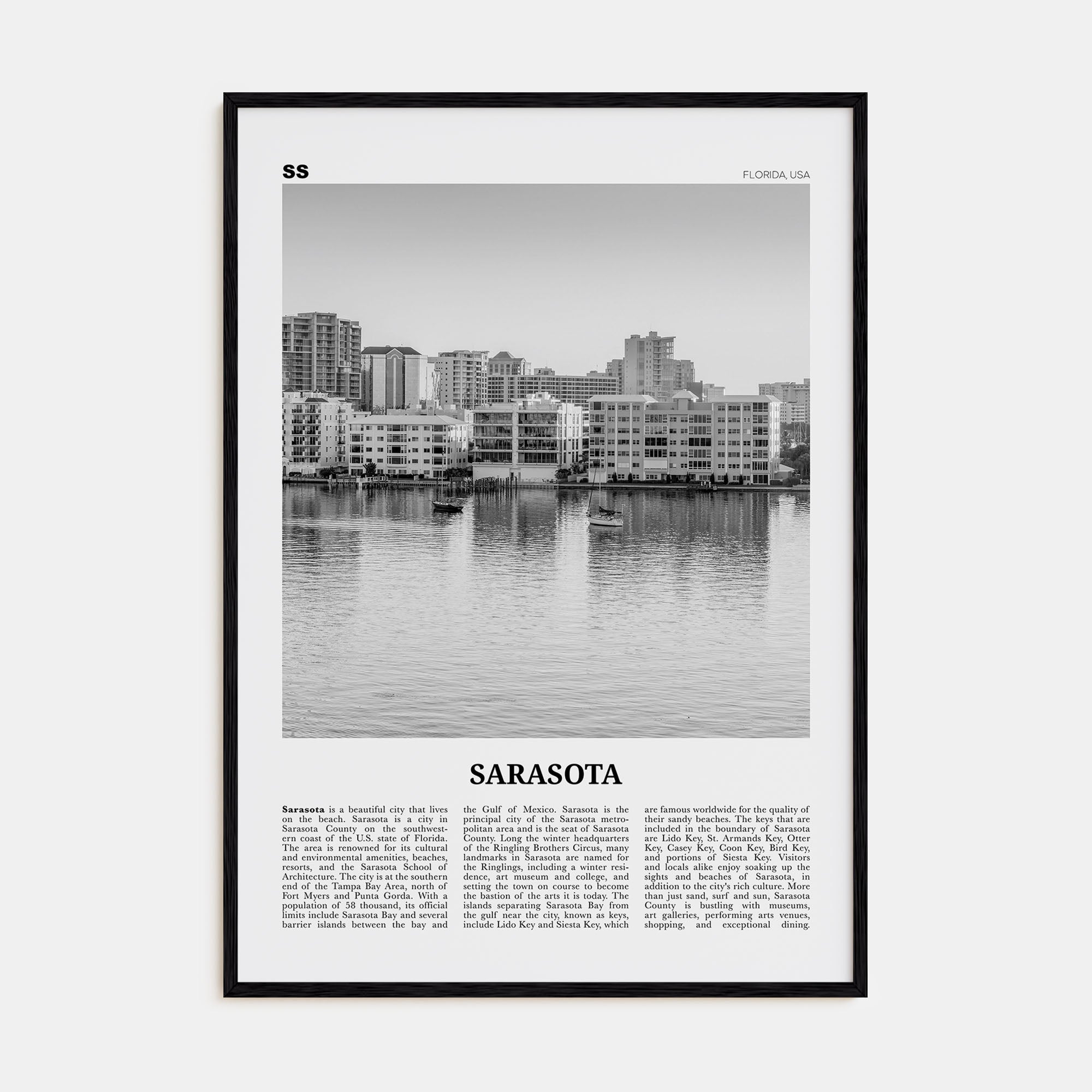 Sarasota Travel B&W No 2 Poster