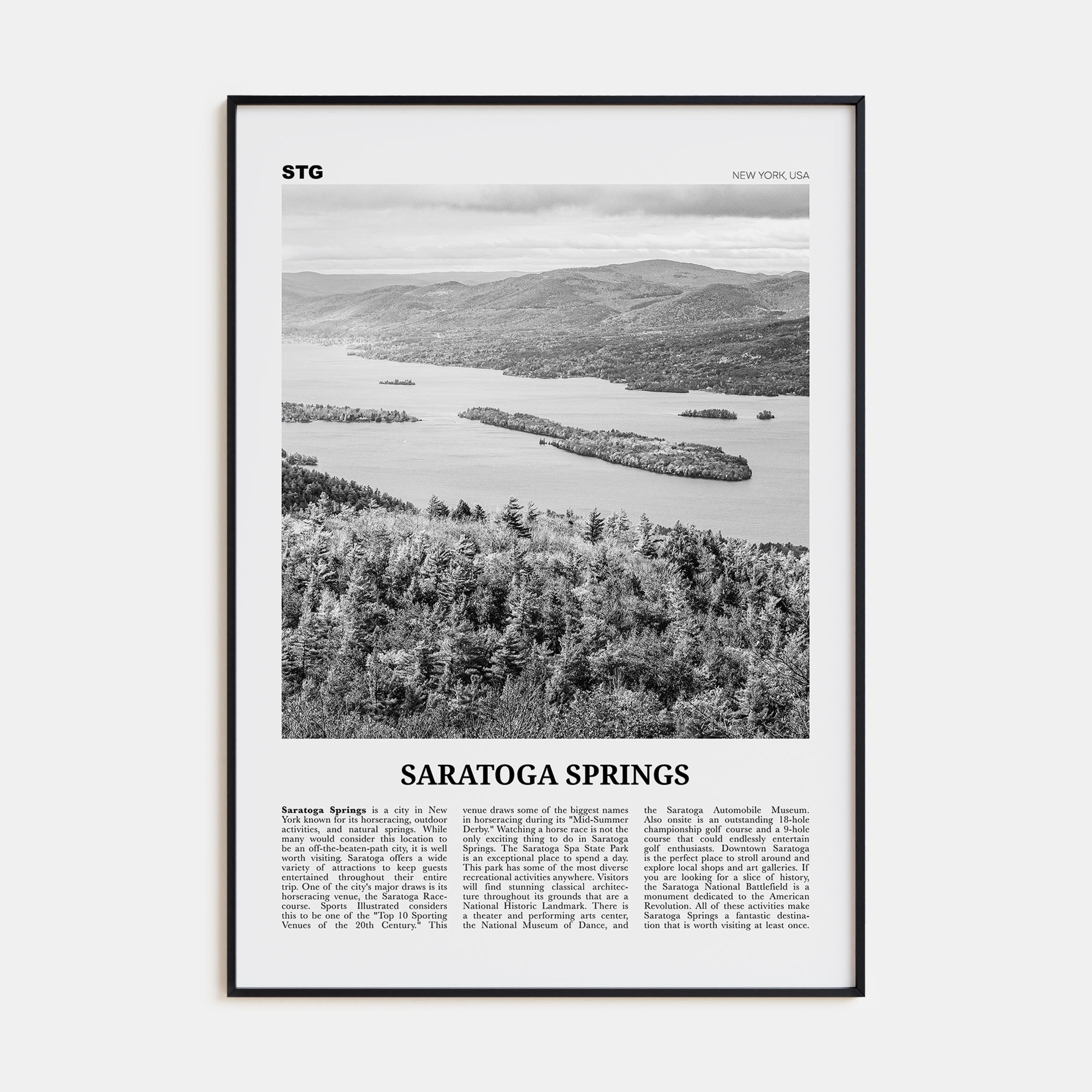 Saratoga Springs Travel B&W Poster