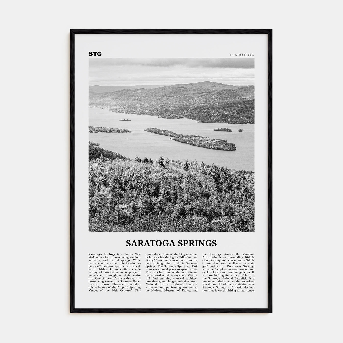 Saratoga Springs Travel B&W Poster