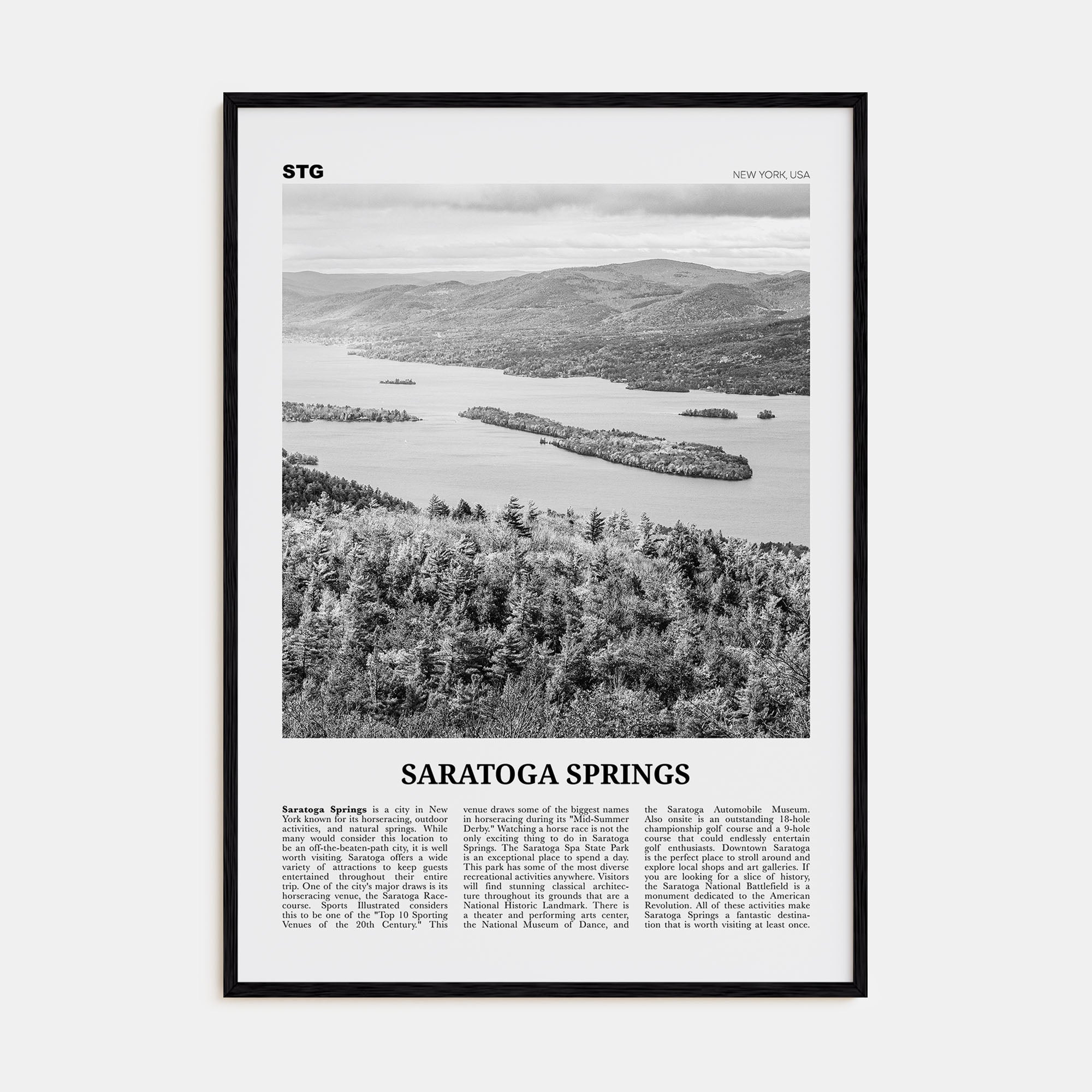 Saratoga Springs Travel B&W Poster