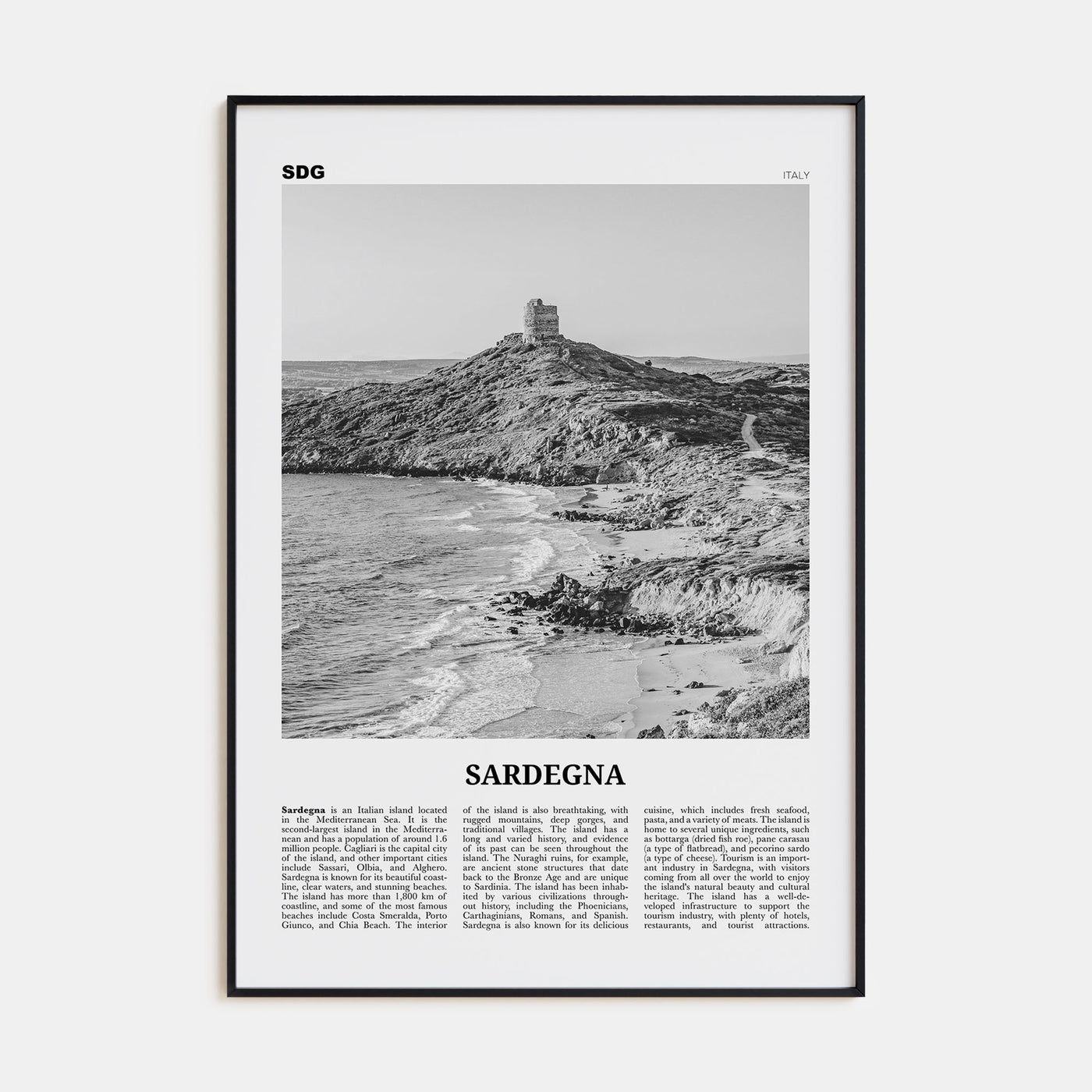Sardegna Travel B&W Poster