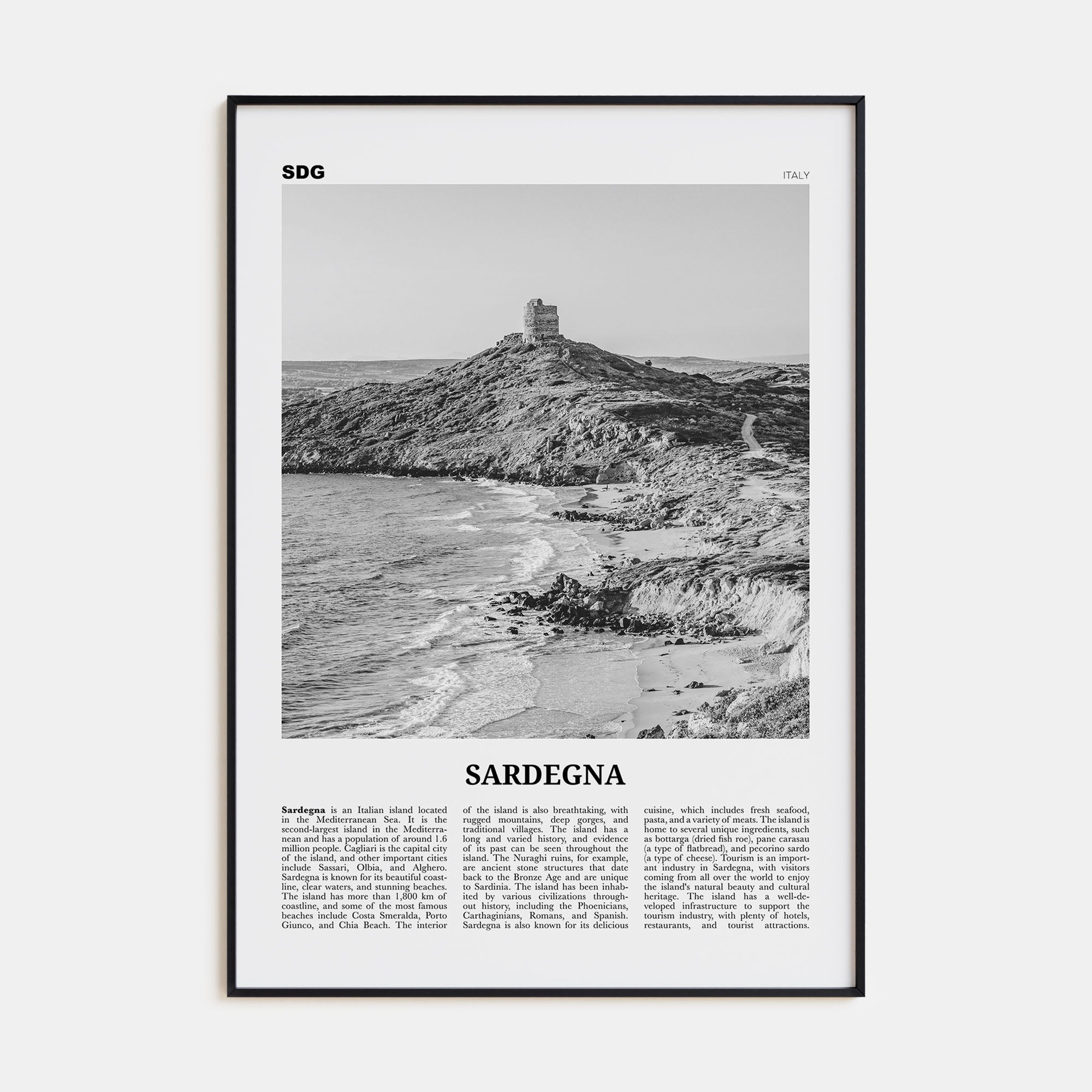 Sardegna Travel B&W Poster