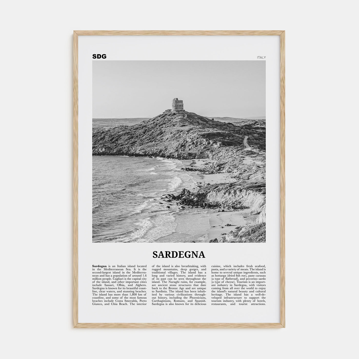 Sardegna Travel B&W Poster