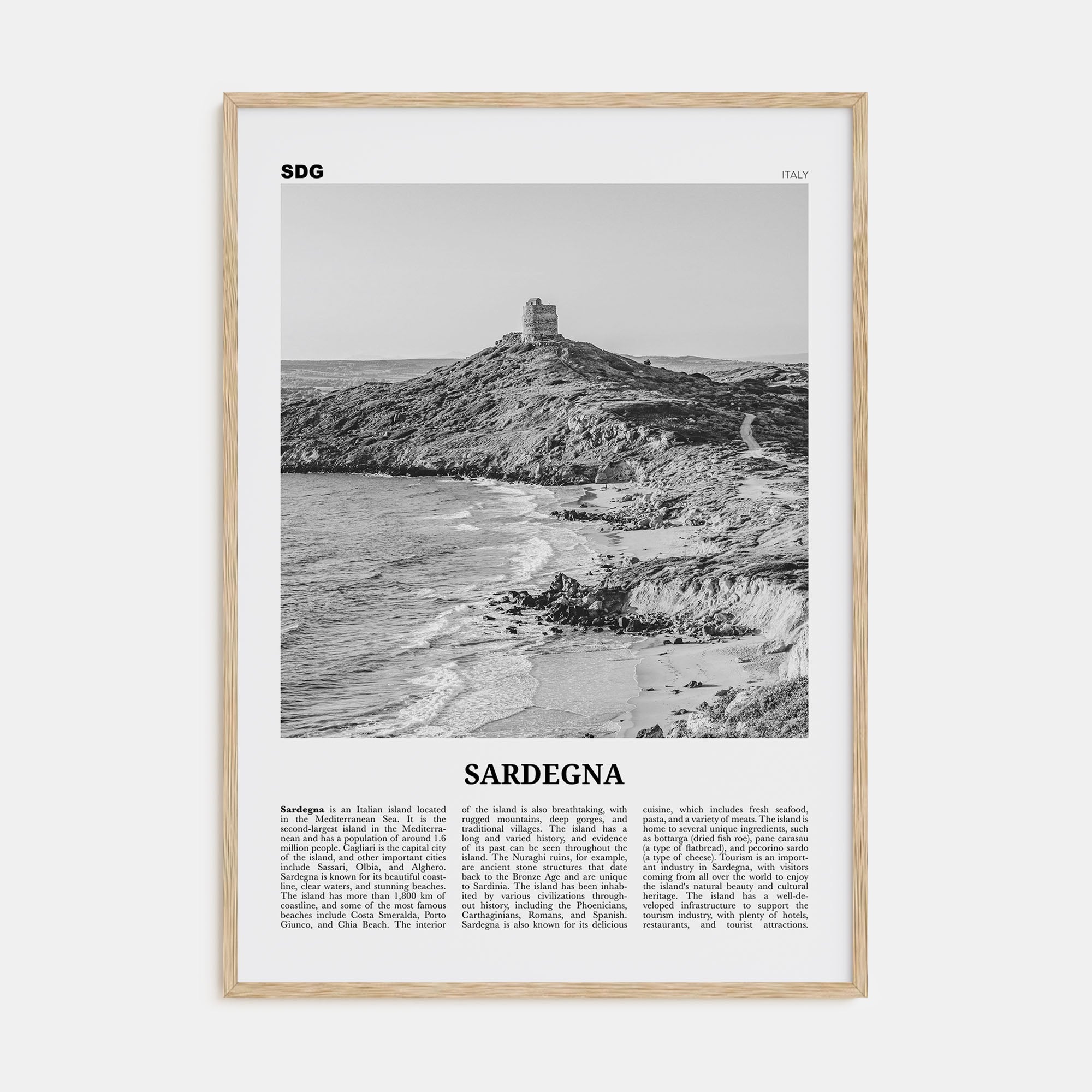 Sardegna Travel B&W Poster