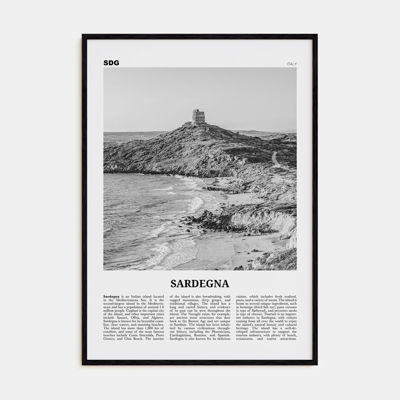 Sardegna Travel B&W Poster
