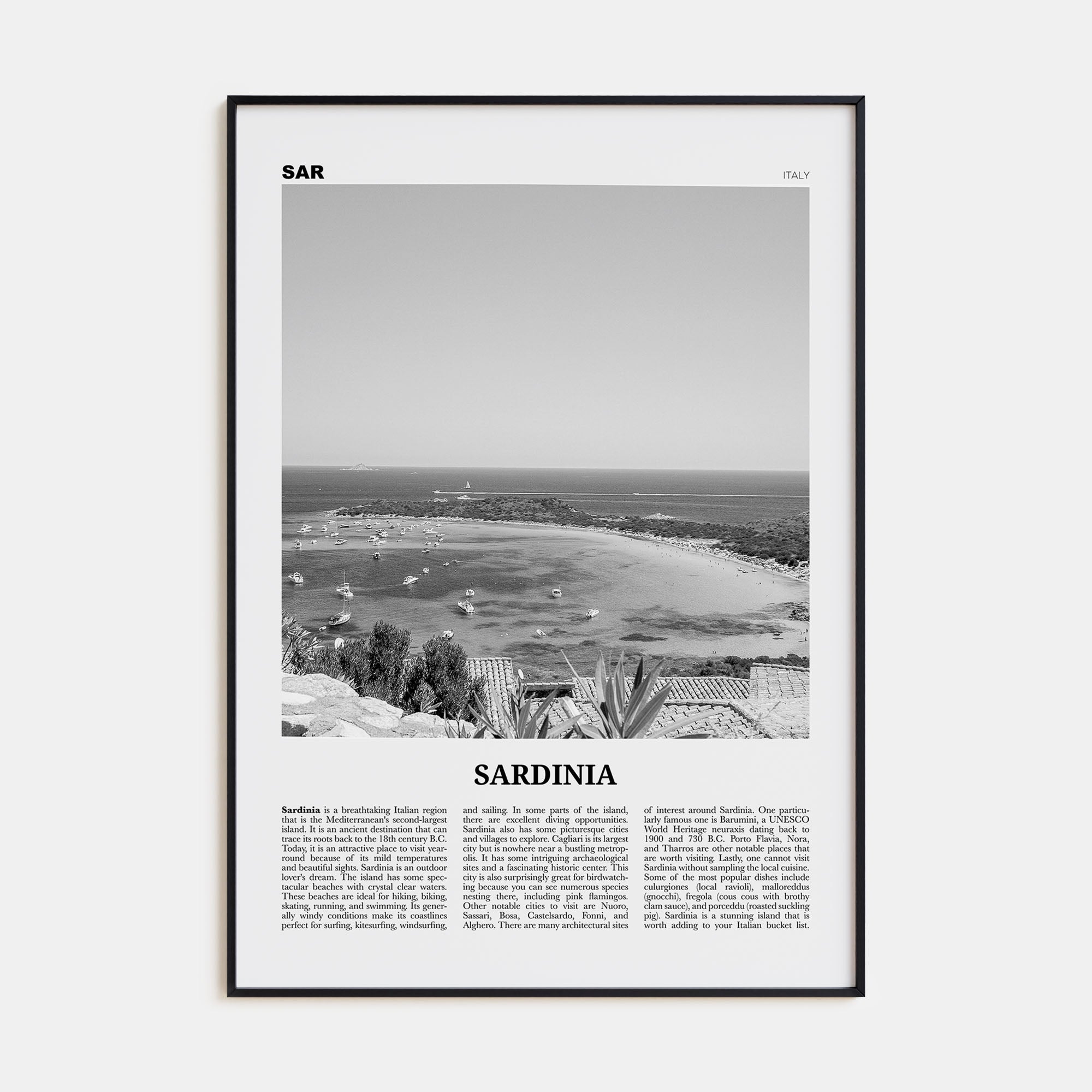 Sardinia Travel B&W Poster