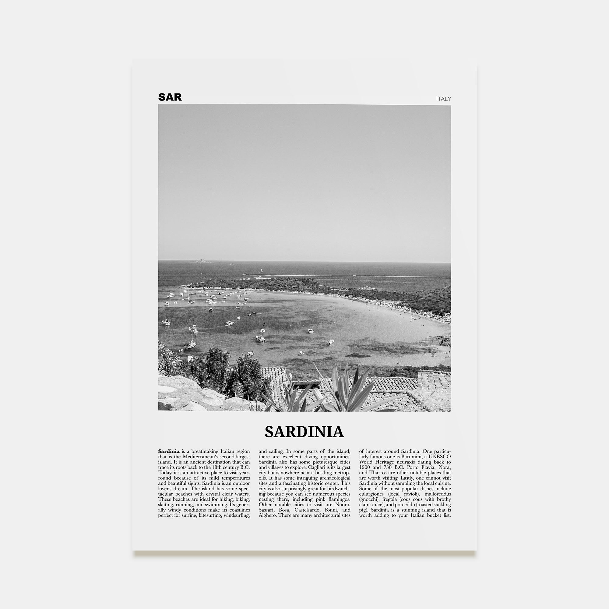 Sardinia Travel B&W Poster