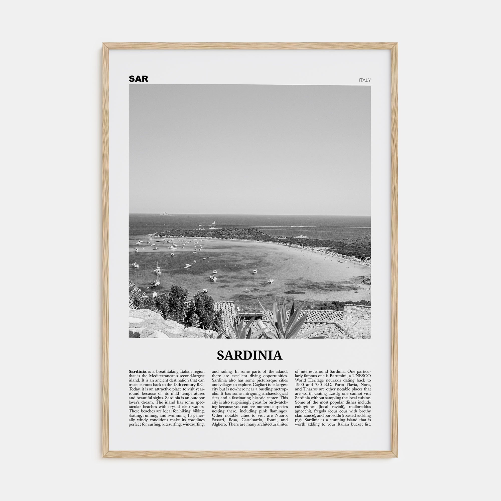 Sardinia Travel B&W Poster