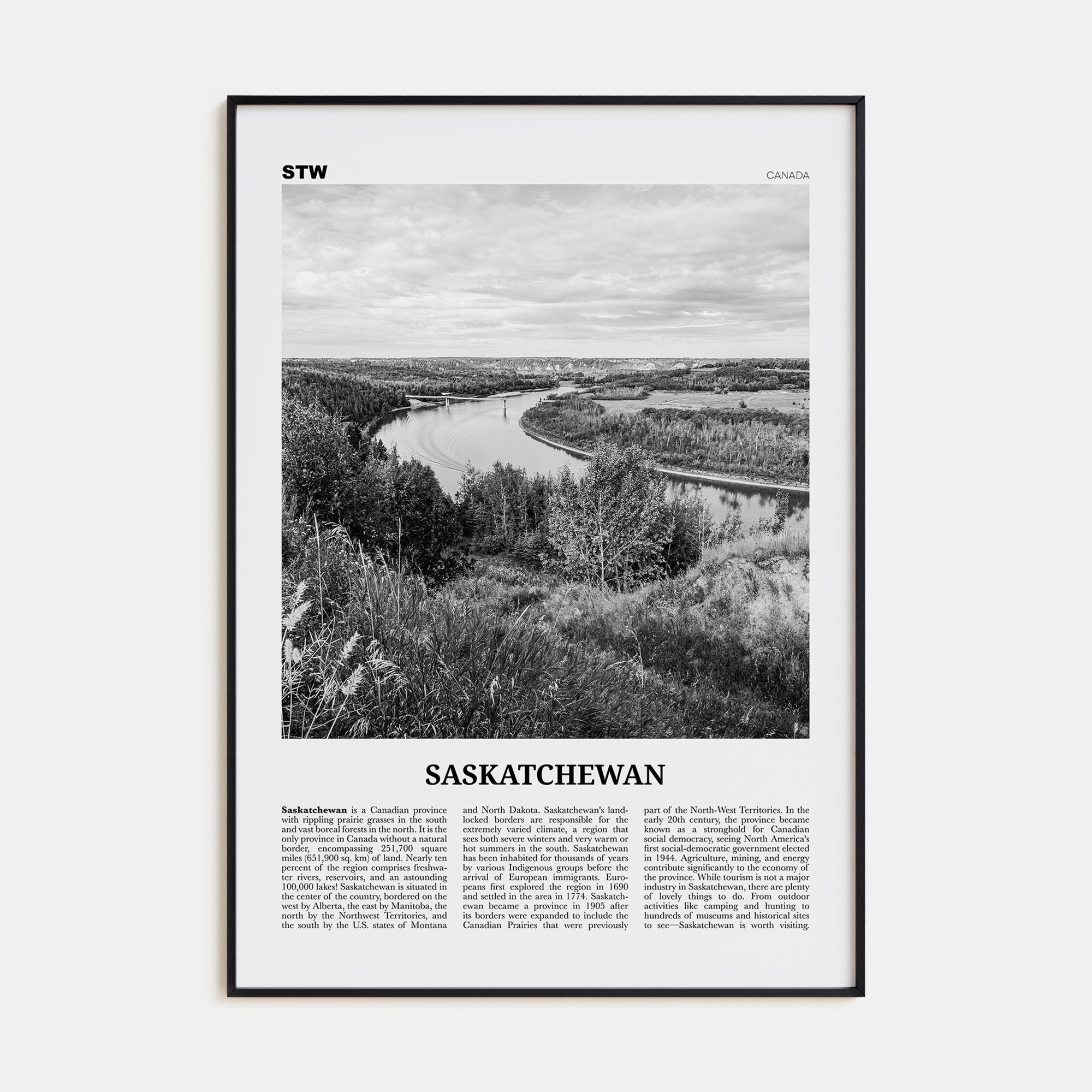 Saskatchewan Travel B&W Poster