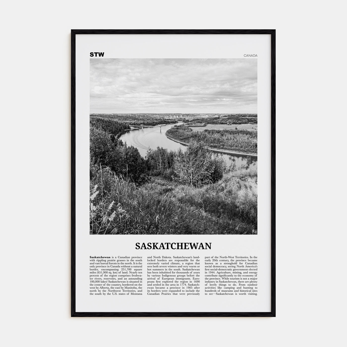Saskatchewan Travel B&W Poster