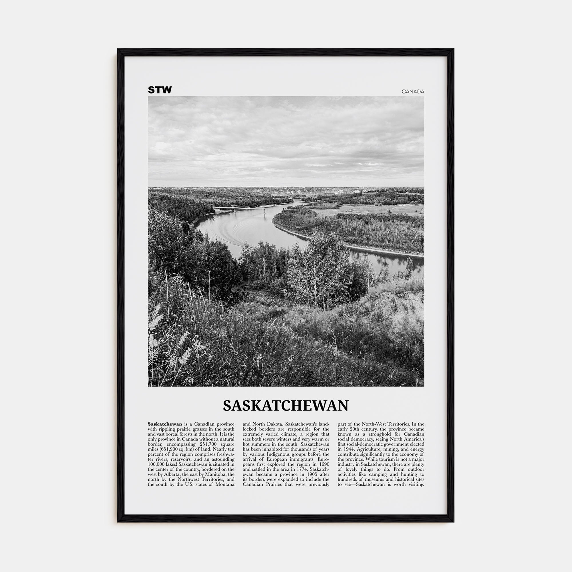 Saskatchewan Travel B&W Poster