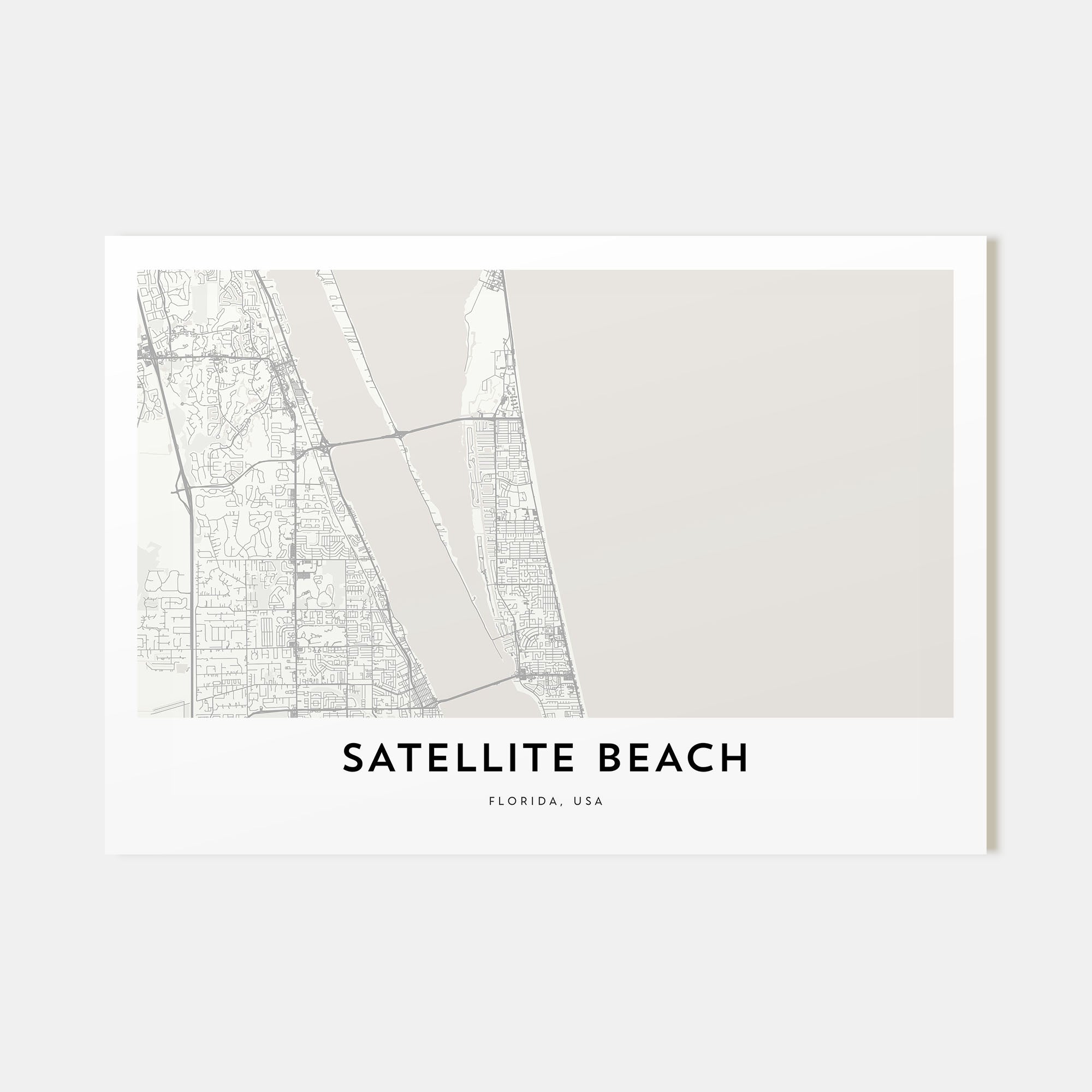 Satellite Beach Map Landscape Poster
