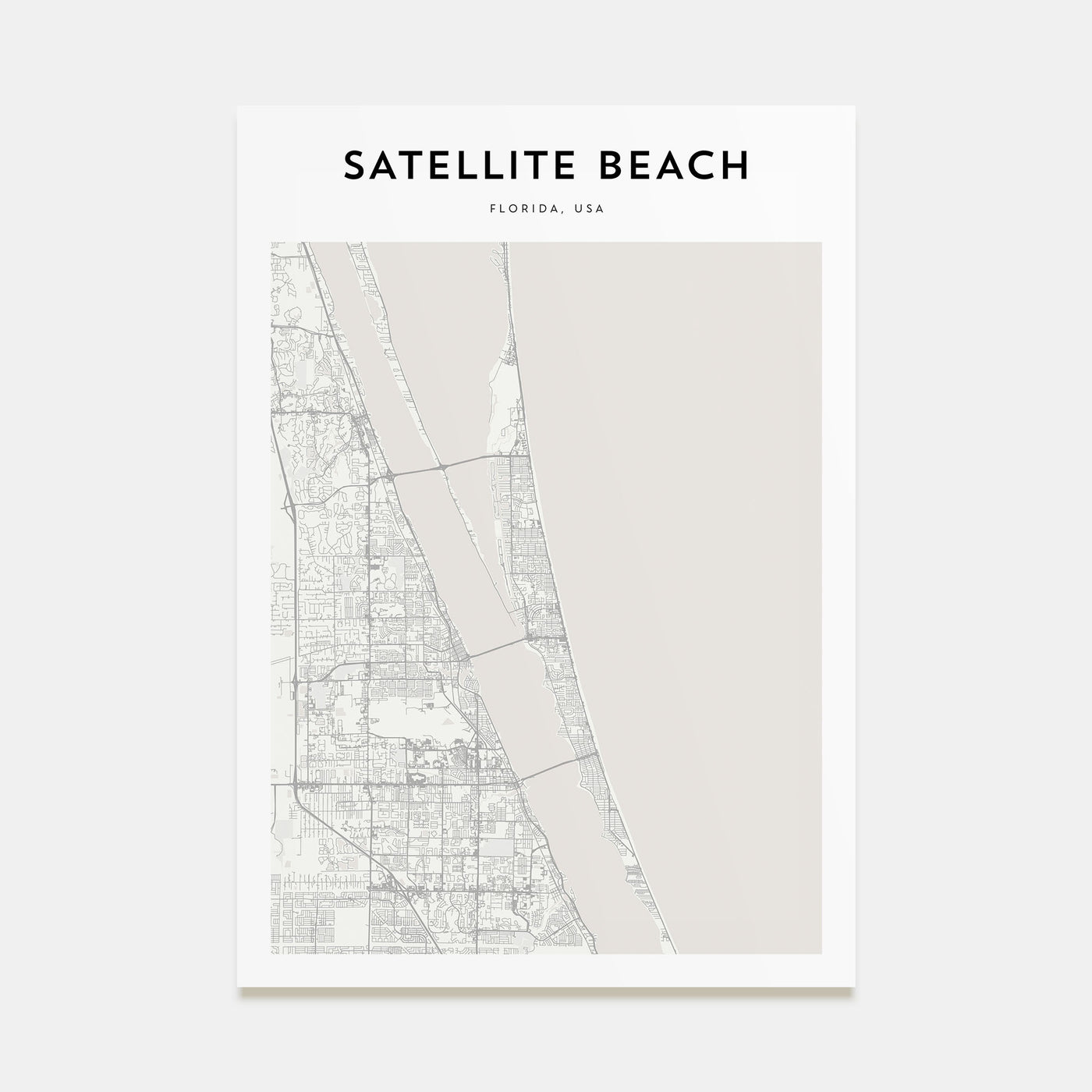 Satellite Beach Map Portrait Poster