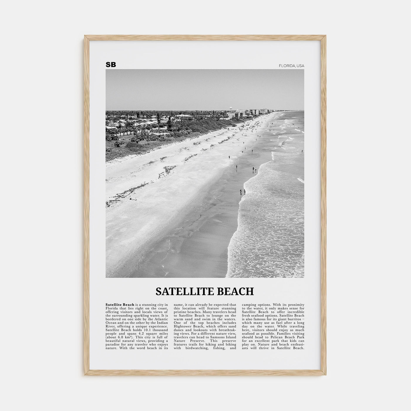 Satellite Beach Travel B&W Poster