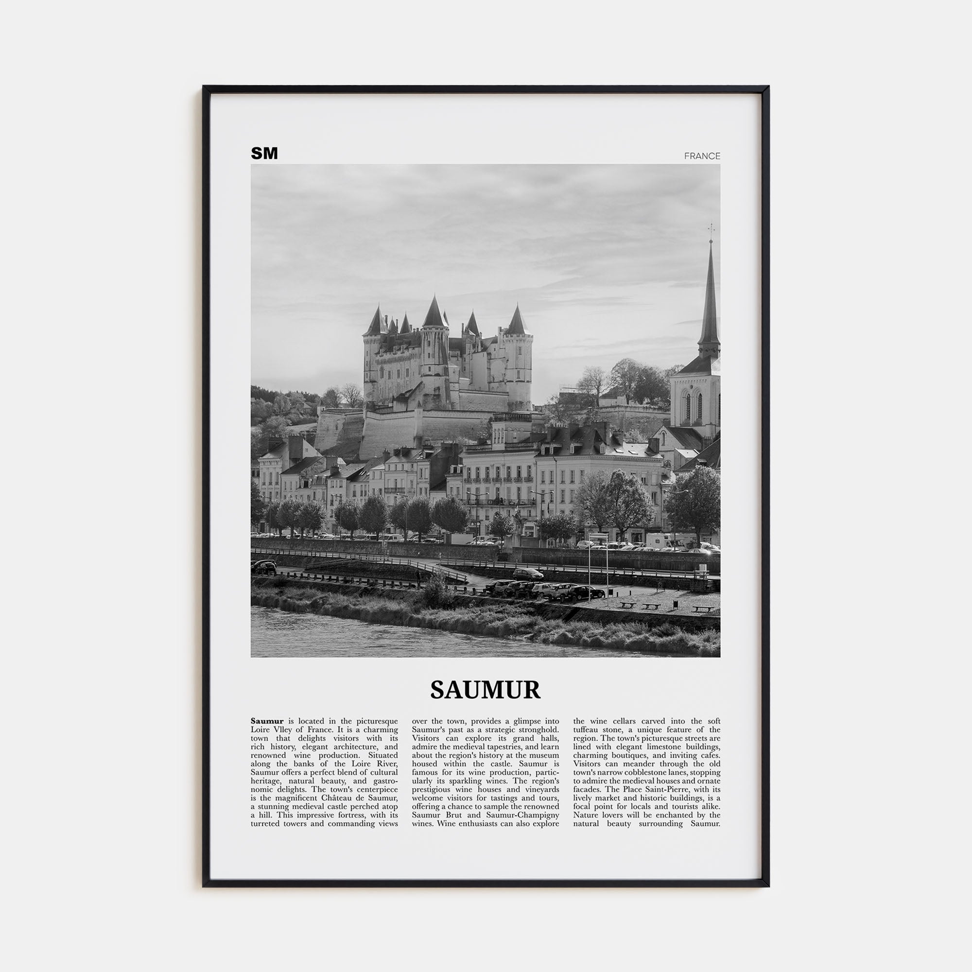 Saumur Travel B&W Poster