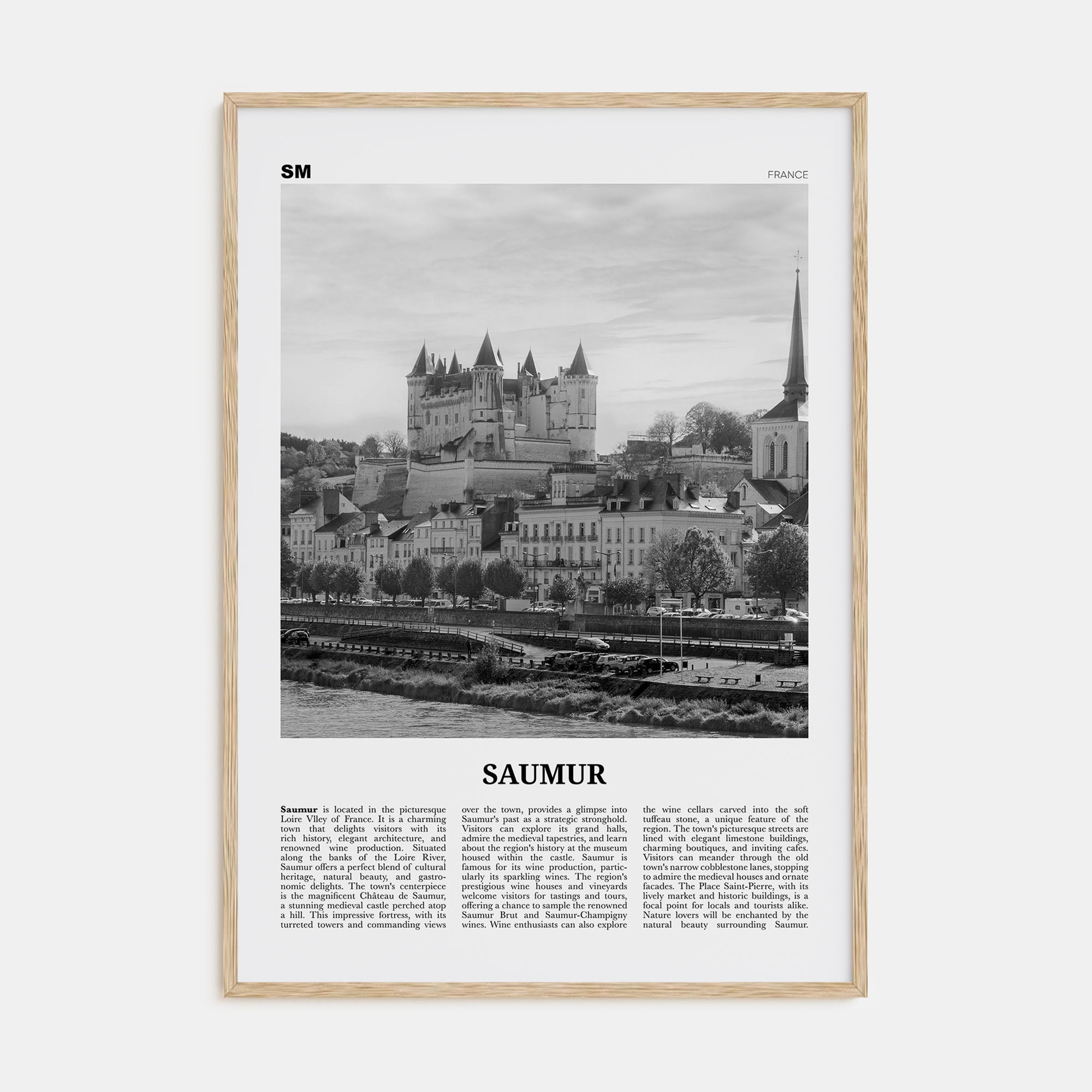 Saumur Travel B&W Poster