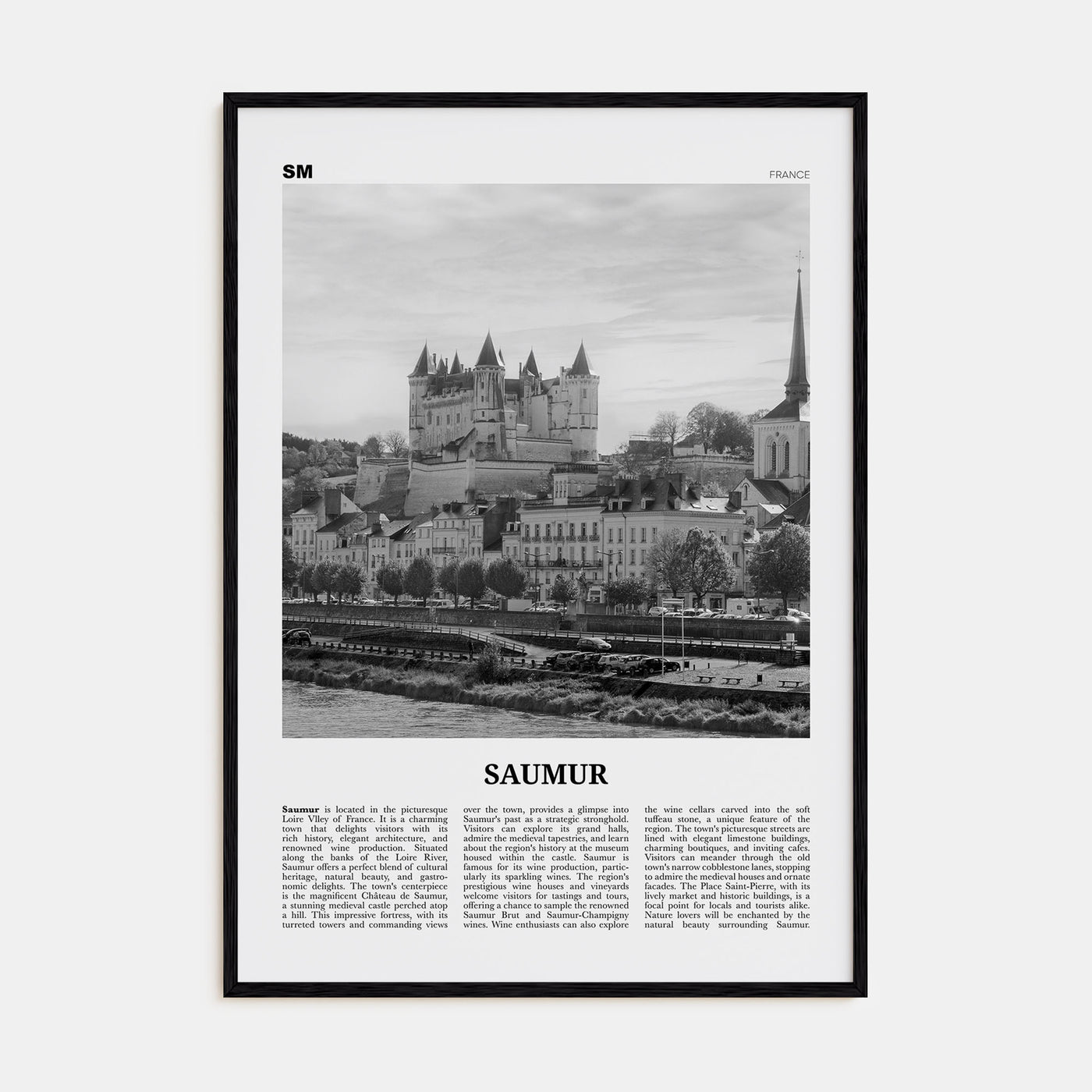 Saumur Travel B&W Poster