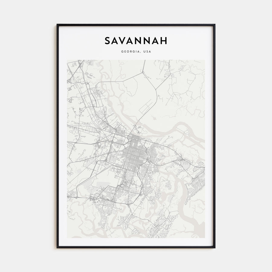 Savannah Map Portrait Poster