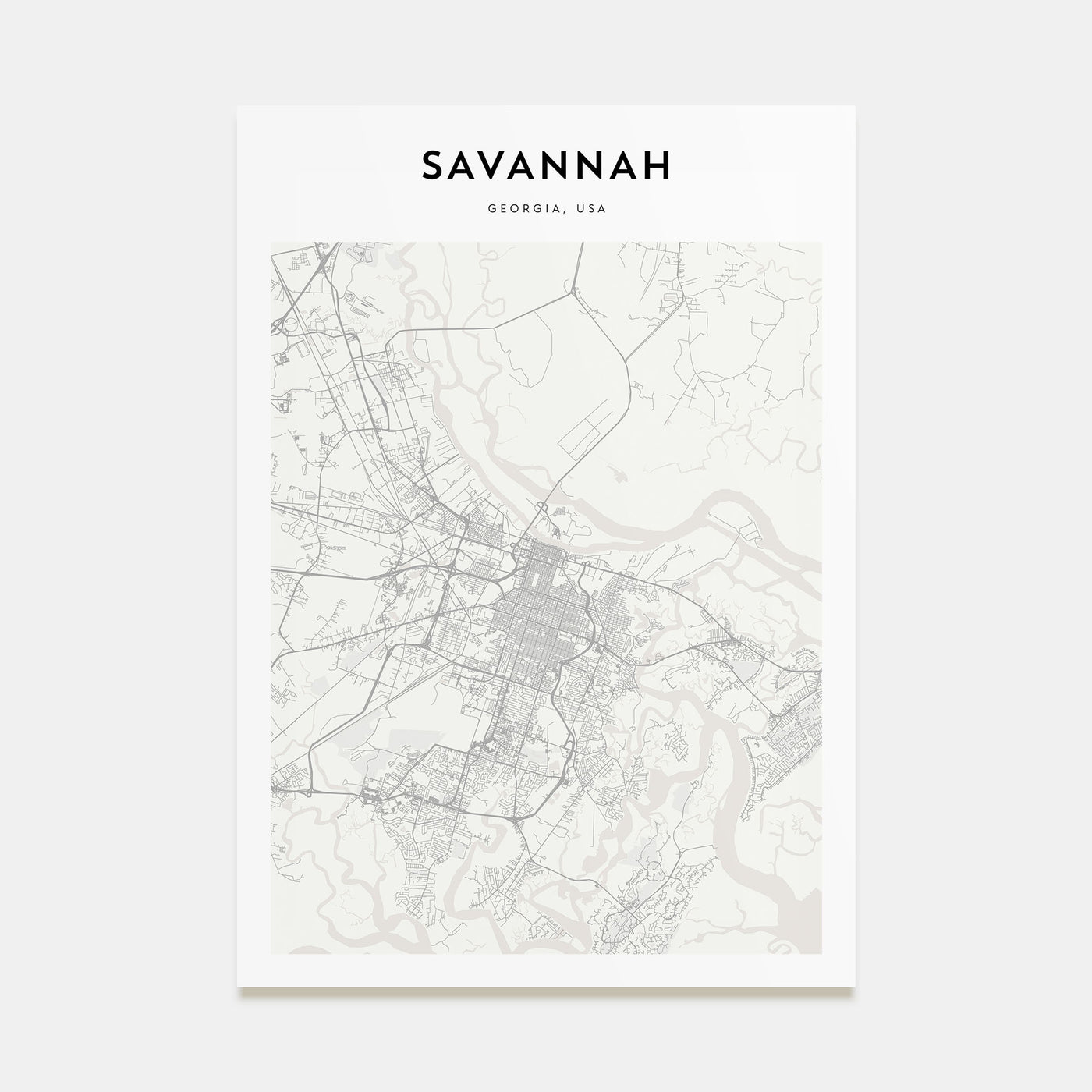 Savannah Map Portrait Poster