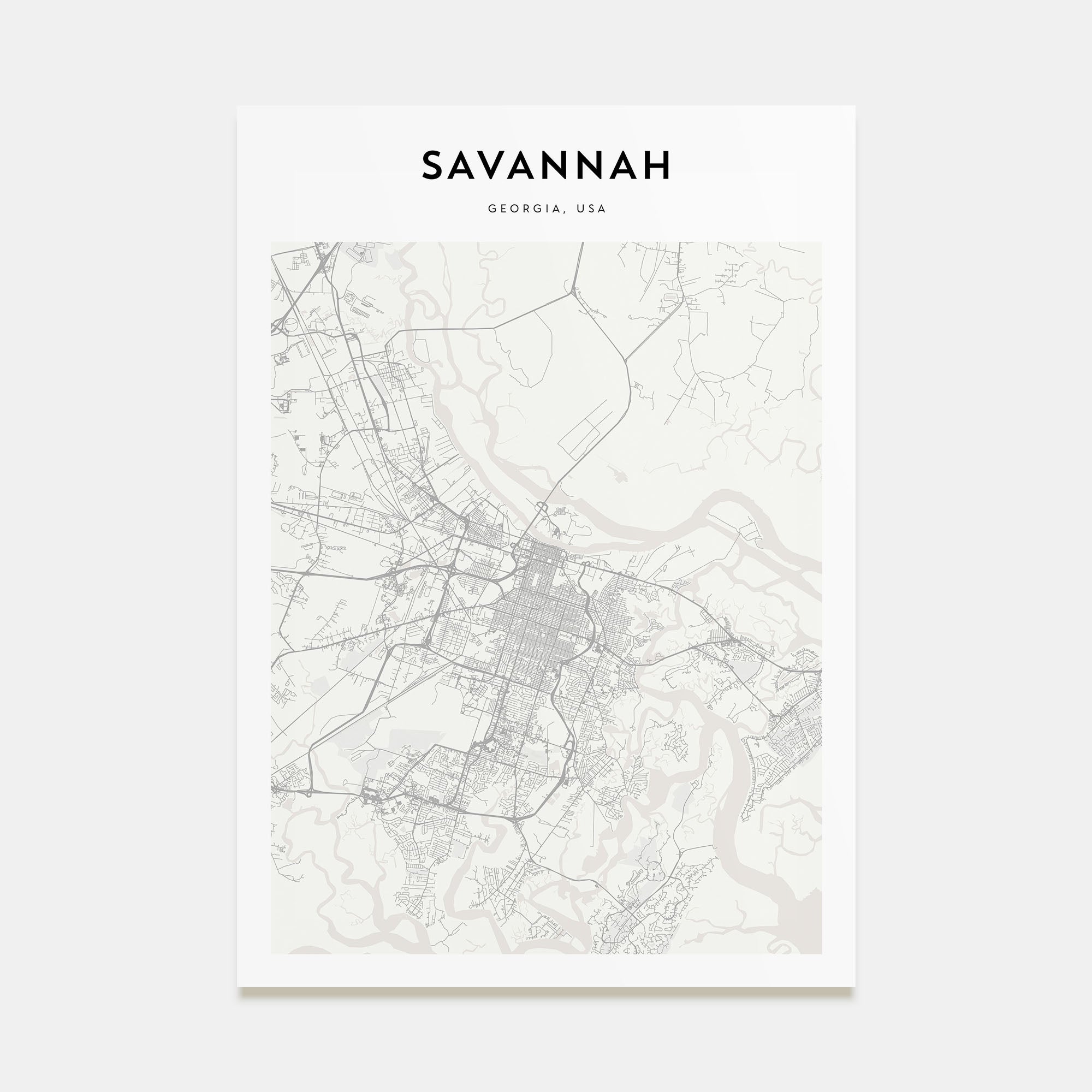 Savannah Map Portrait Poster