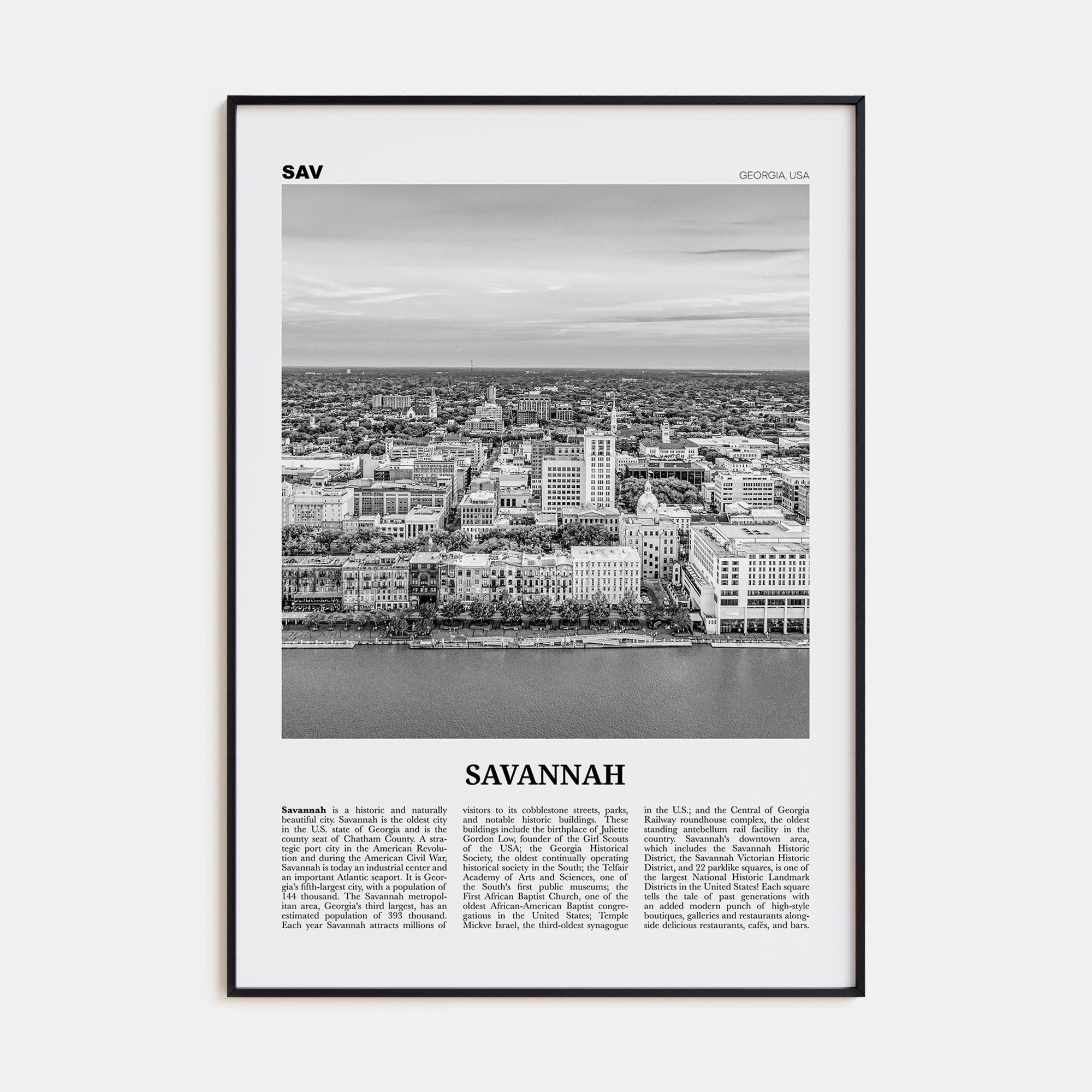 Savannah Travel B&W No 2 Poster