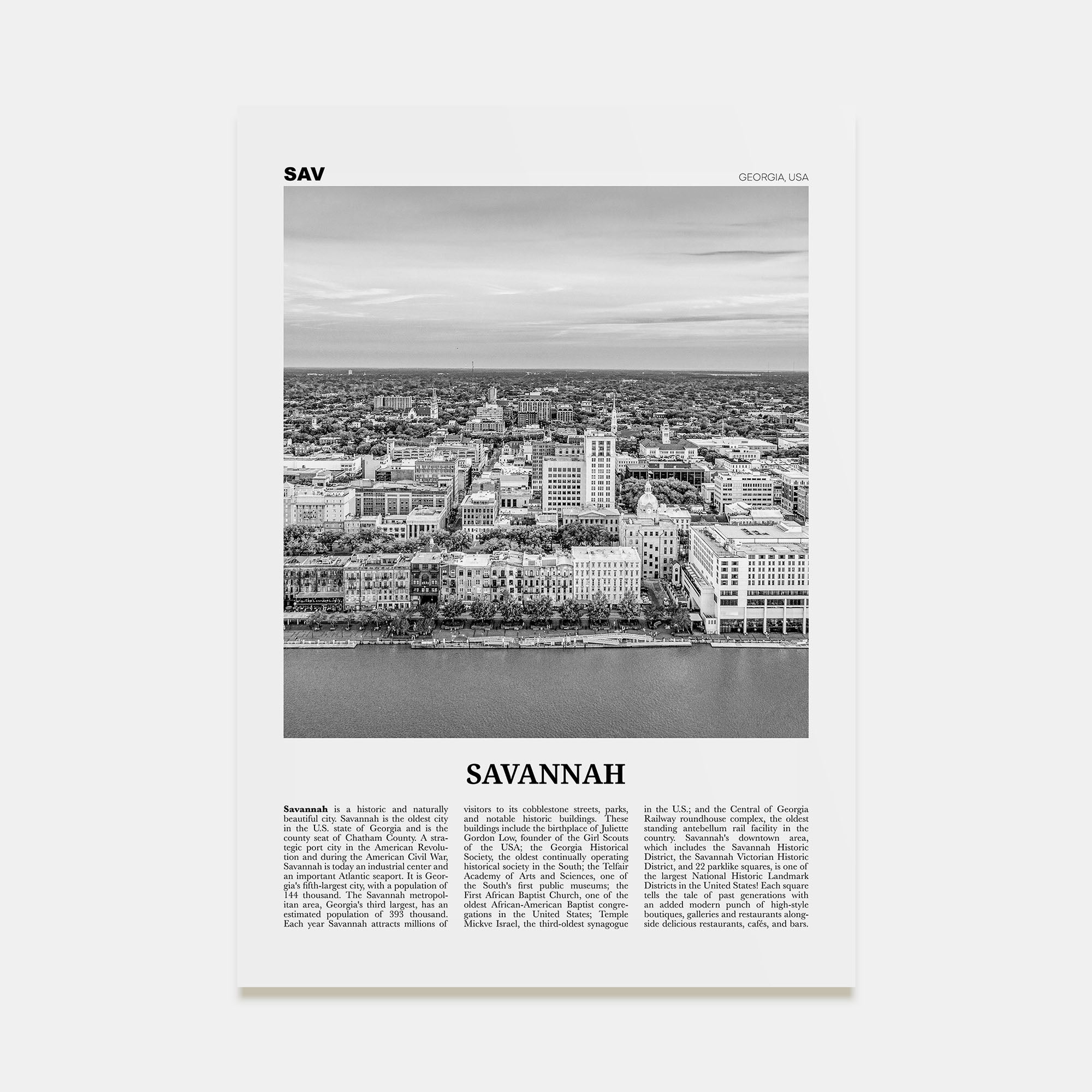 Savannah Travel B&W No 2 Poster
