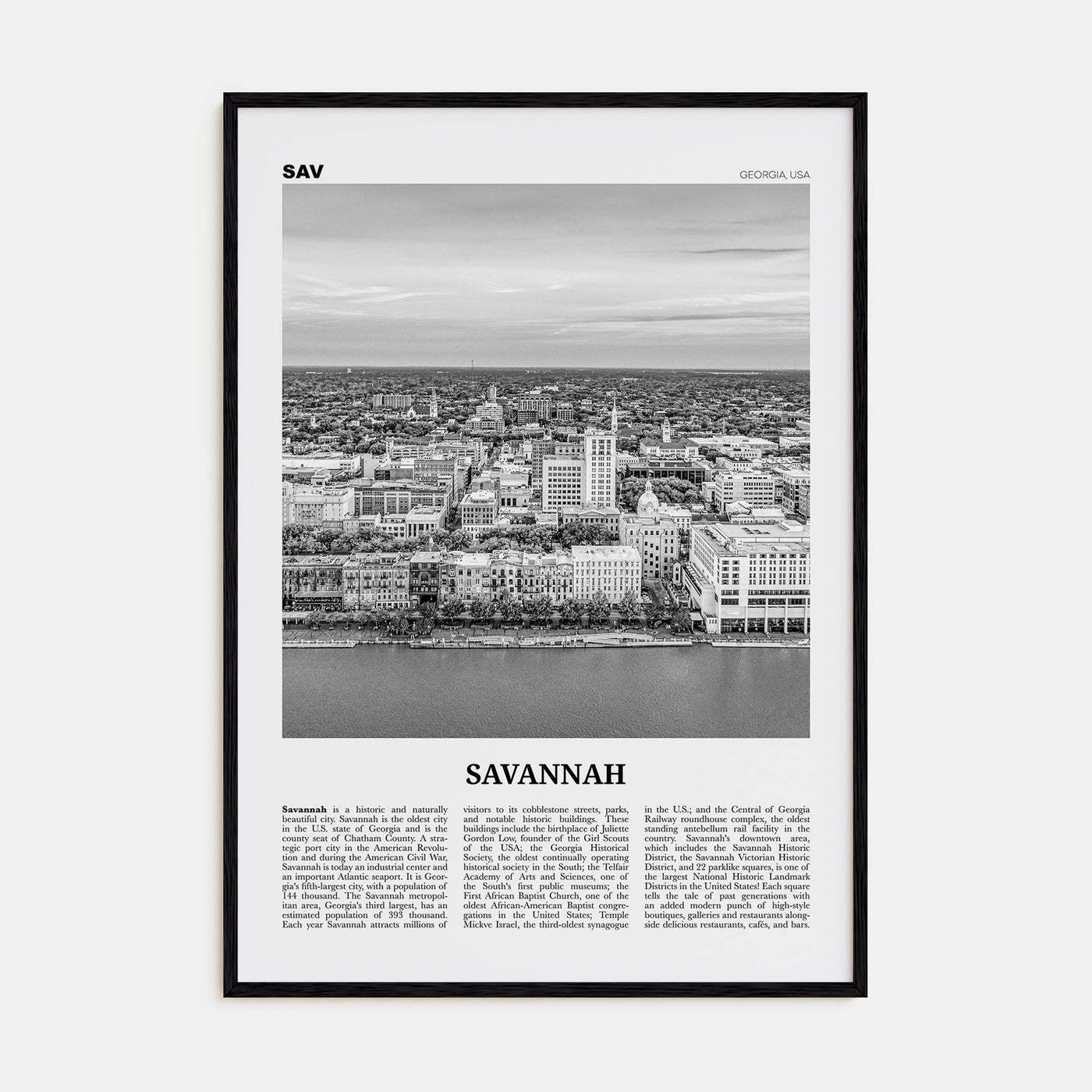 Savannah Travel B&W No 2 Poster