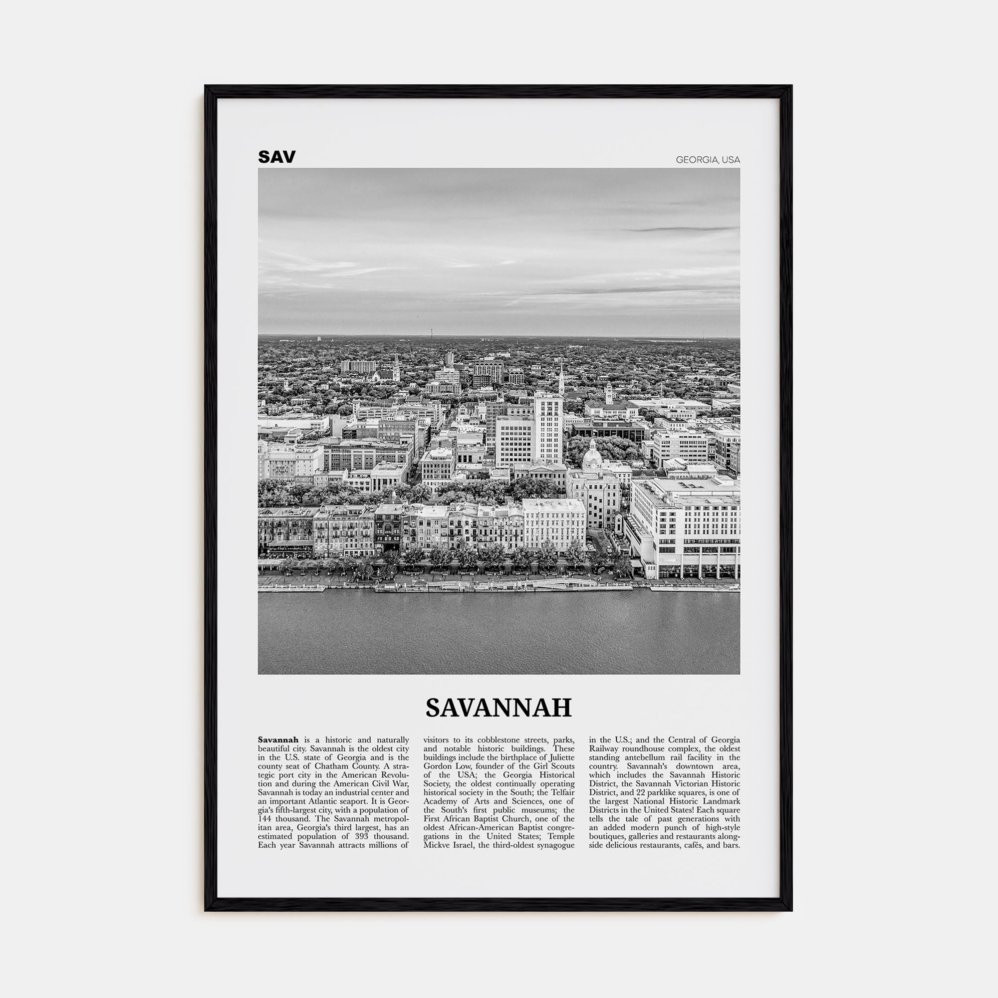 Savannah Travel B&W No 2 Poster