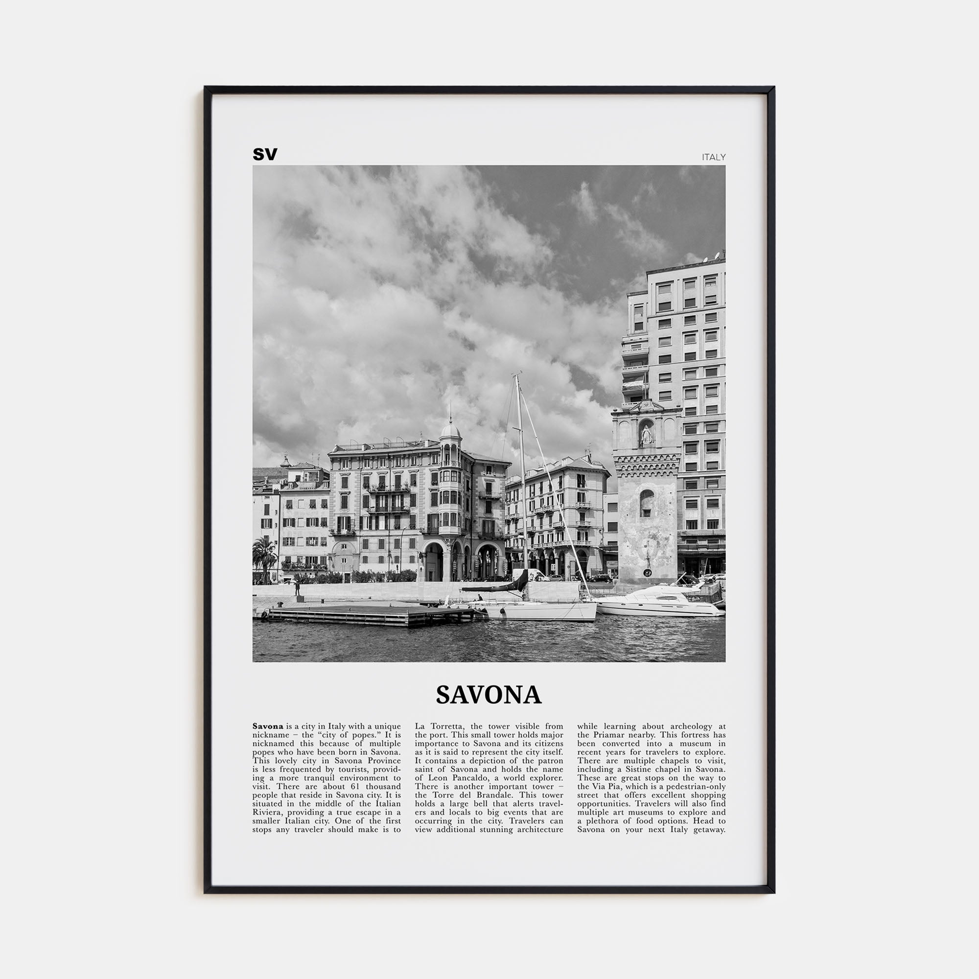 Savona Travel B&W Poster