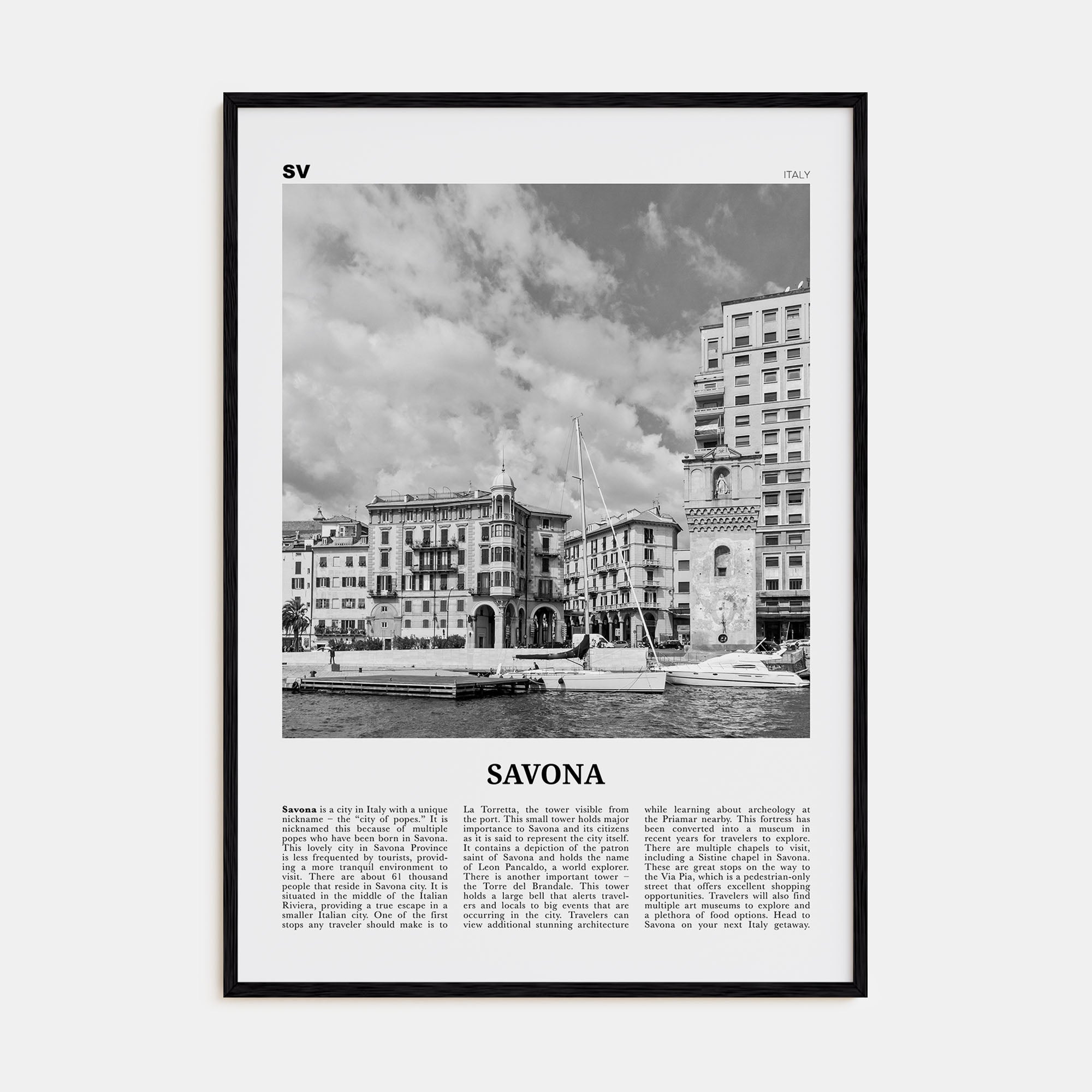 Savona Travel B&W Poster