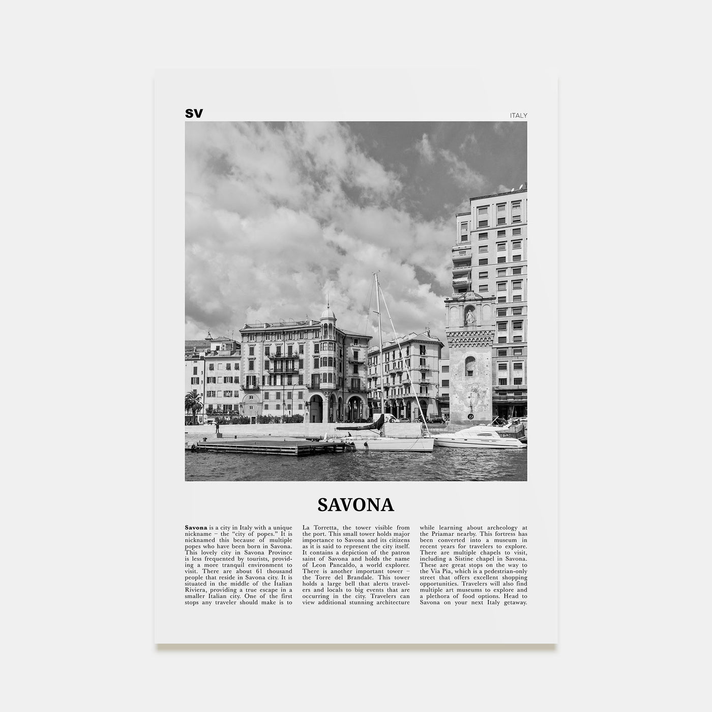 Savona Travel B&W Poster